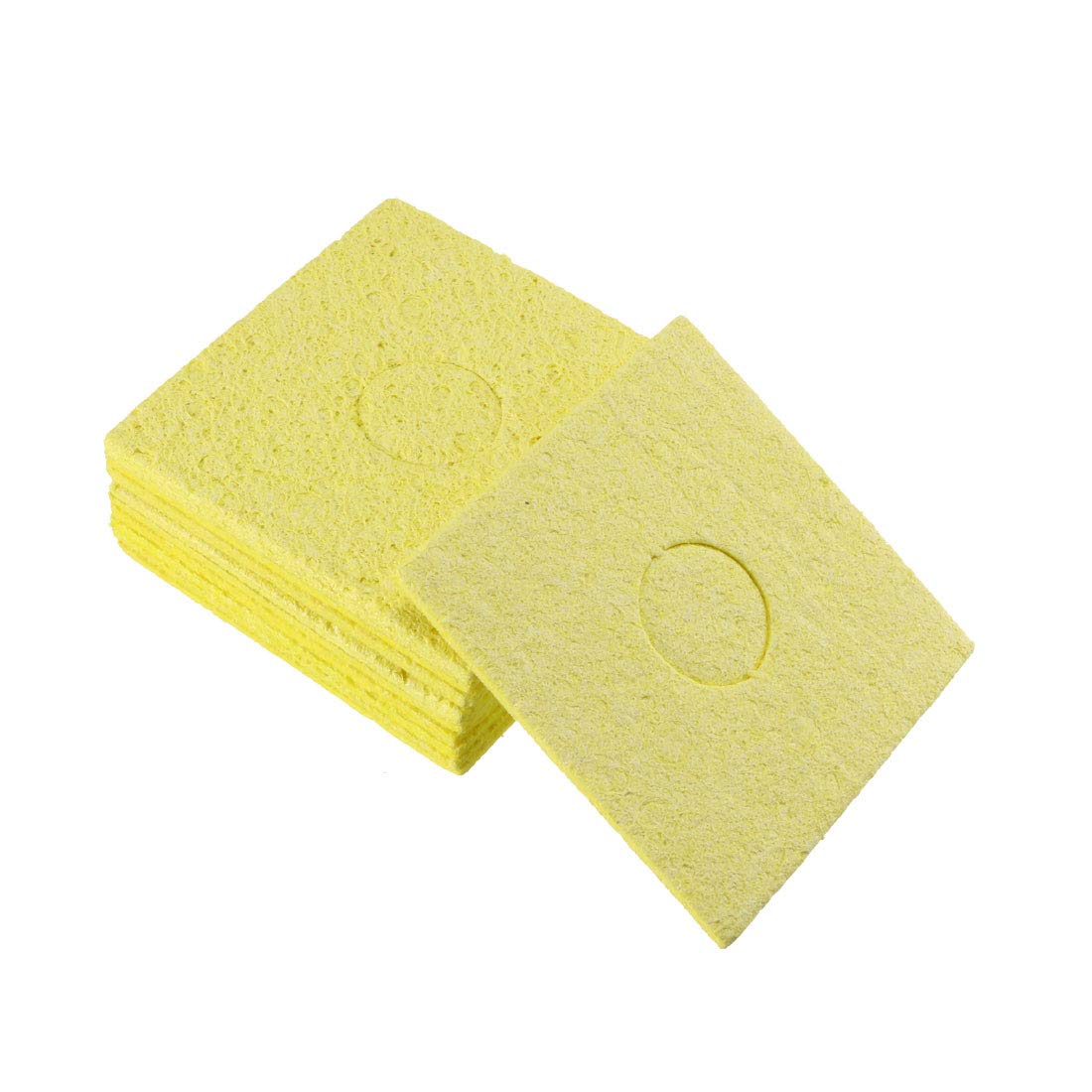 uxcell 60mm x 60mm Soldering Sponge for Iron Tip Cleaning - Yellow (Pack of 10) | Essential for Electronics Repair, DIY Projects & Soldering Workstations