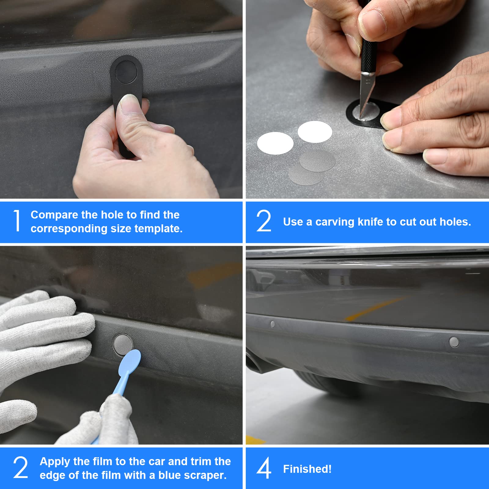 NEWISHTOOL Vinyl Wrap Tools Kit - 13mm-25mm Car Wrapping Tool with Parking Sensor Hole Cutter, Micro Squeegee, Vinyl Knife & 5 Razor Blades for Professional Vehicle Wrapping - Perfect for DIY Car Decals, Boat Wraps & Motorcycle Graphics