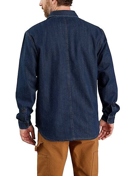 Carhartt Men's Denim Fleece-Lined Snap Front Shirt Jacket - Heavyweight Workwear for Cold Weather, Glacier Blue - Ideal for Construction, Farming & Outdoor Activities