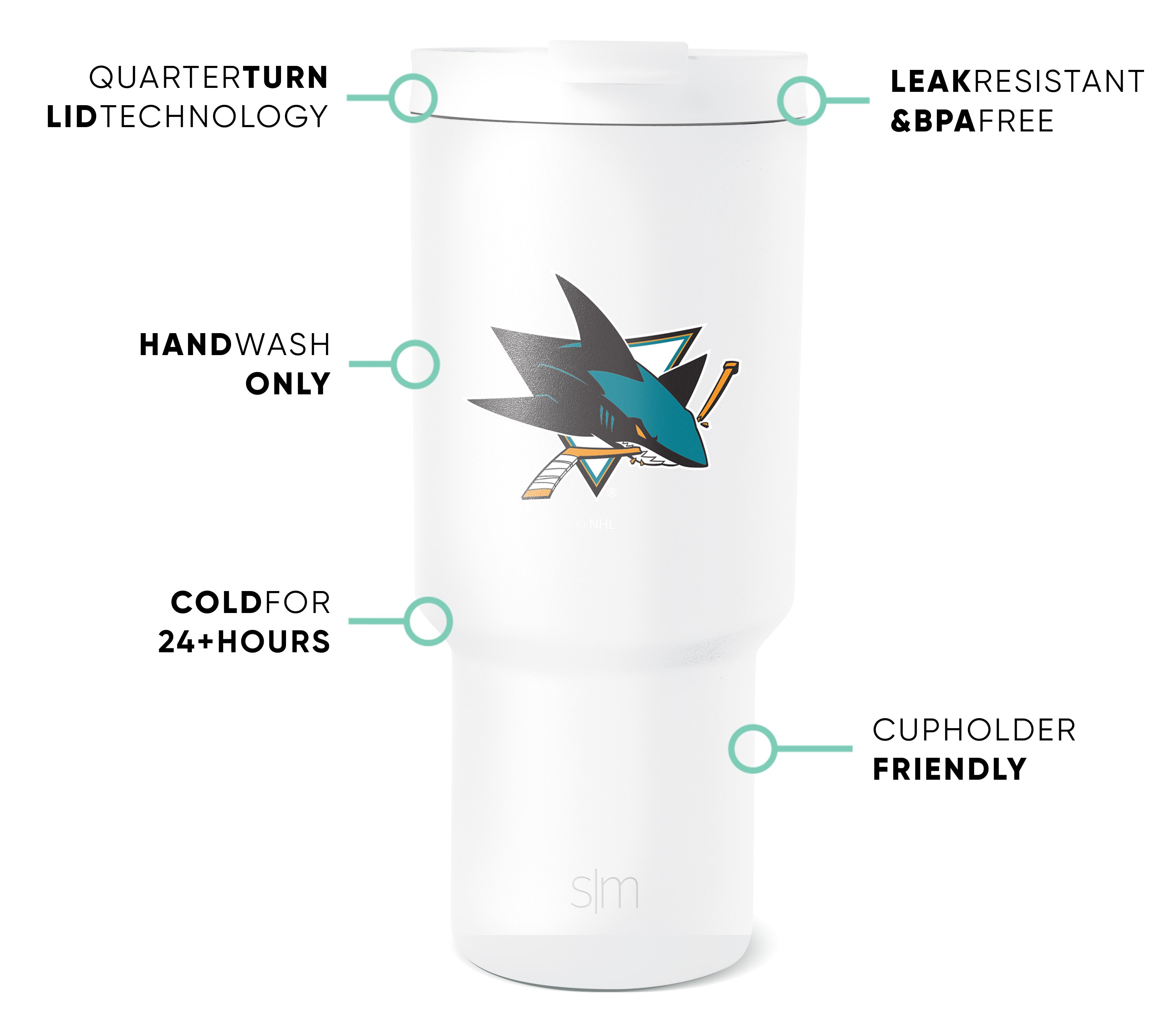 NHL Trek Tumbler 20oz Insulated Stainless Steel Water Bottle with Lid - Keeps Drinks Hot/Cold for Hours - Perfect for Hockey Games, Outdoor Adventures & Workouts