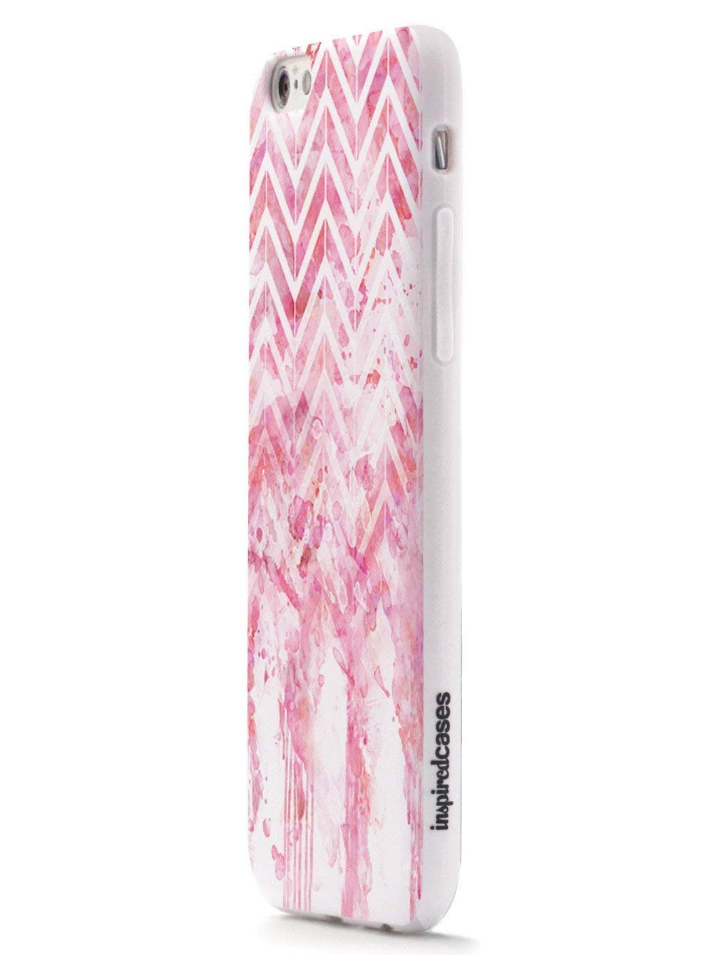 Inspired Cases - iPhone 8 Case with 3D Textured Protection - Dripping Watercolor Pink Chevron Design - Shockproof & Slim Fit Cover for Apple iPhone 8 - Perfect for Daily Use, Travel & Work Protection