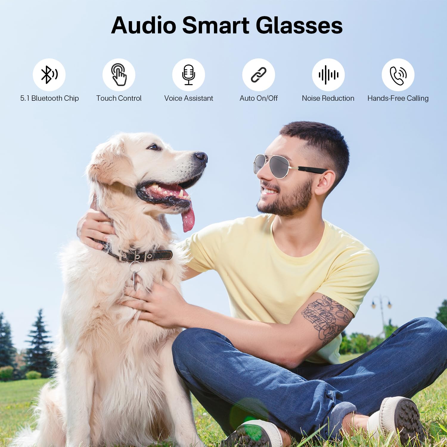 Smart Bluetooth Audio Glasses with HD Nylon Lens, Built-in Mic & Speakers, Fast Charging, UV Protection, Touch Control & Voice Assistant for Men & Women - Perfect for Riding, Driving, and Outdoor Activities (Pink)