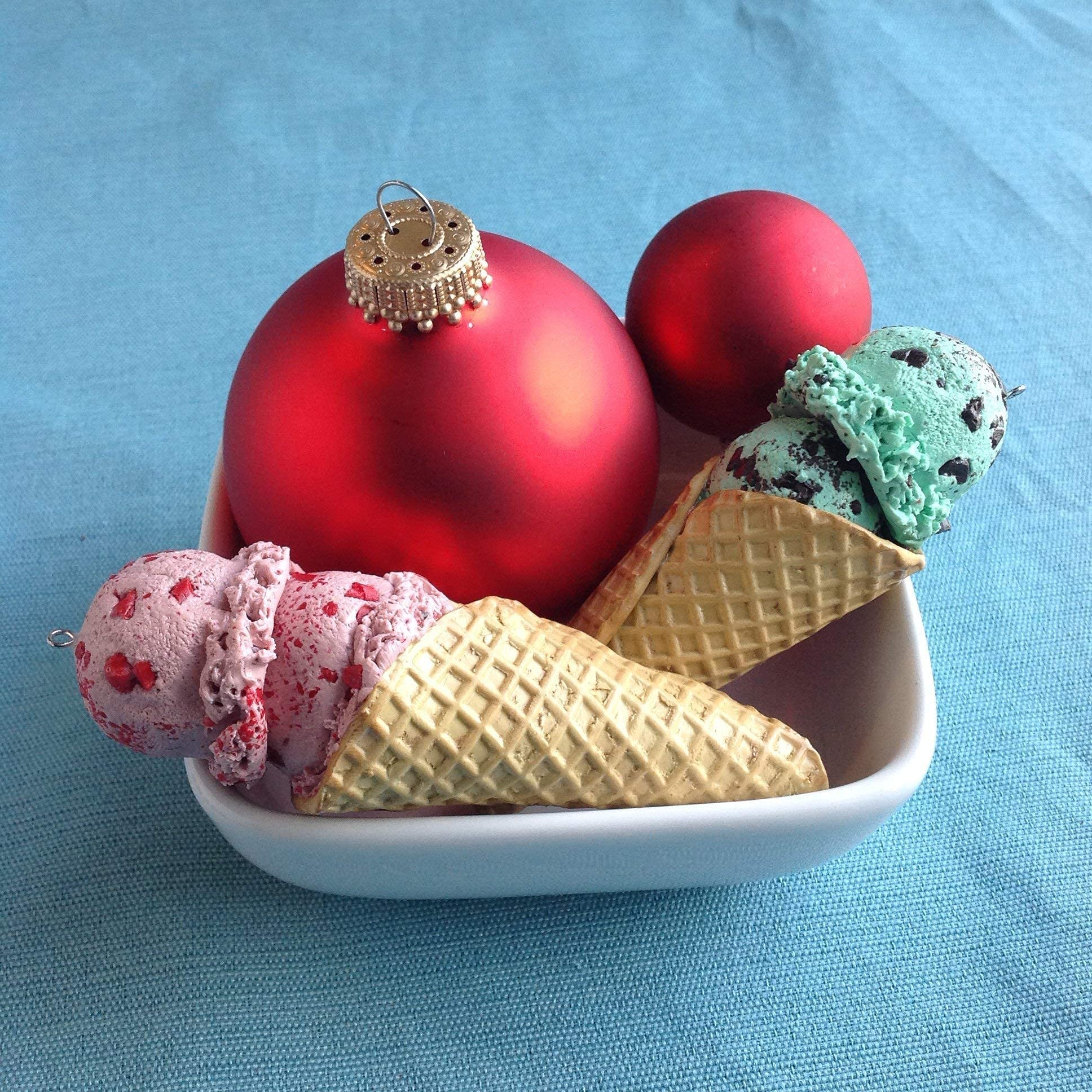 Festive Waffle Cone Christmas Ornament - Handmade Holiday Decor for Tree, Gift & Winter Home Decoration