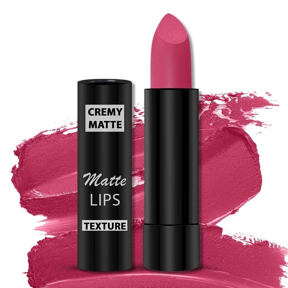Cremy Matte Stick Lipstick with Jojoba Oil & Vitamin E - 4 Colors Set (Rose Magenta, Pink Fusion, Caramel, Velvet Orange) - 3.5g Each - Long Lasting & Moisturizing - Perfect for Daily Wear, Parties & Special Occasions