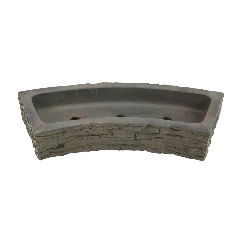 Quad Spill Curved Stacked Slate Wall Topper - Natural Stone Decorative Fence Cap for Outdoor Garden & Patio Landscaping
