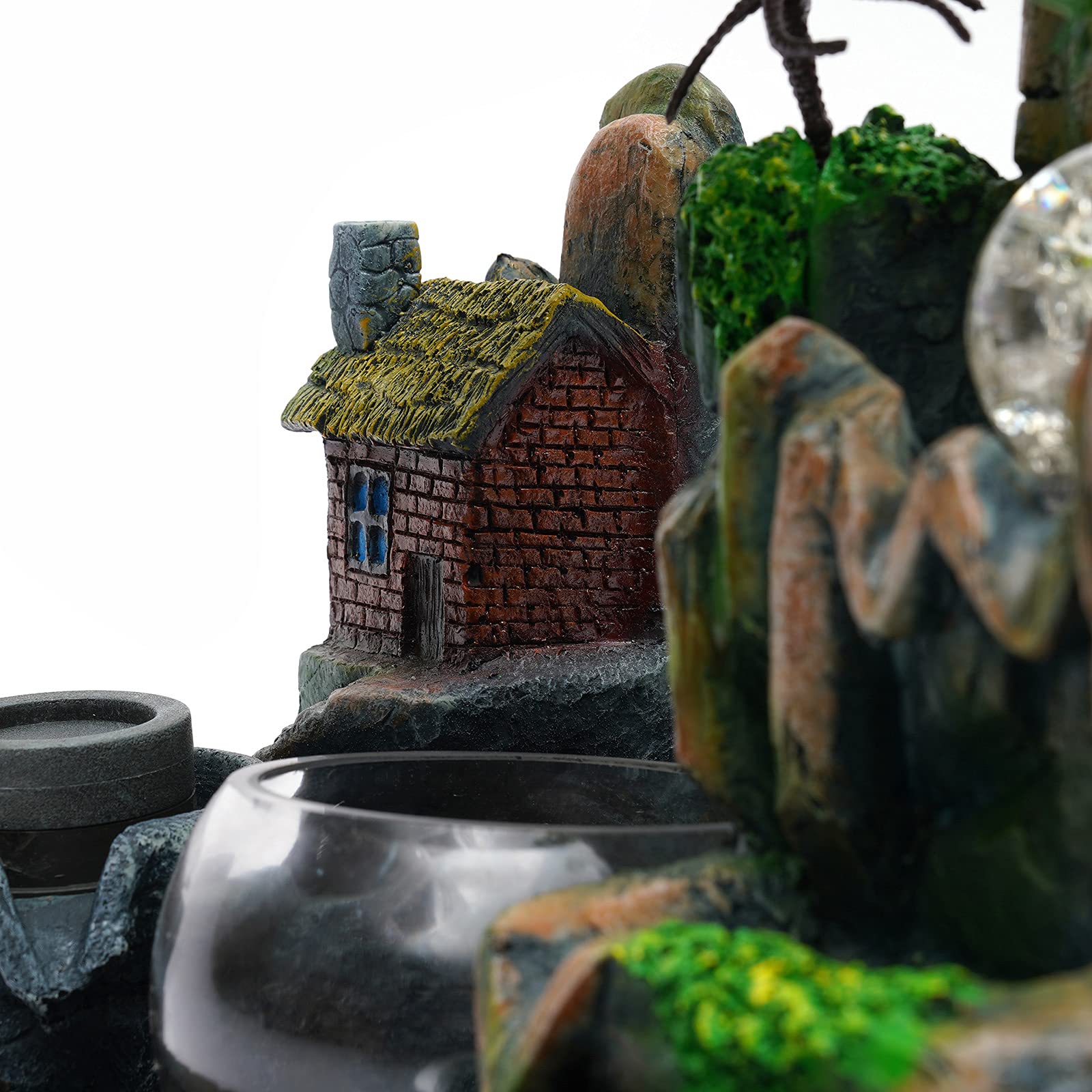 Mini Indoor Tabletop Fountain - Zen Waterfall Desktop Fountain with Resin Rockery & Bonsai Design for Home, Office, Bedroom Decor | Perfect Relaxation Gift for Stress Relief & Meditation Spaces