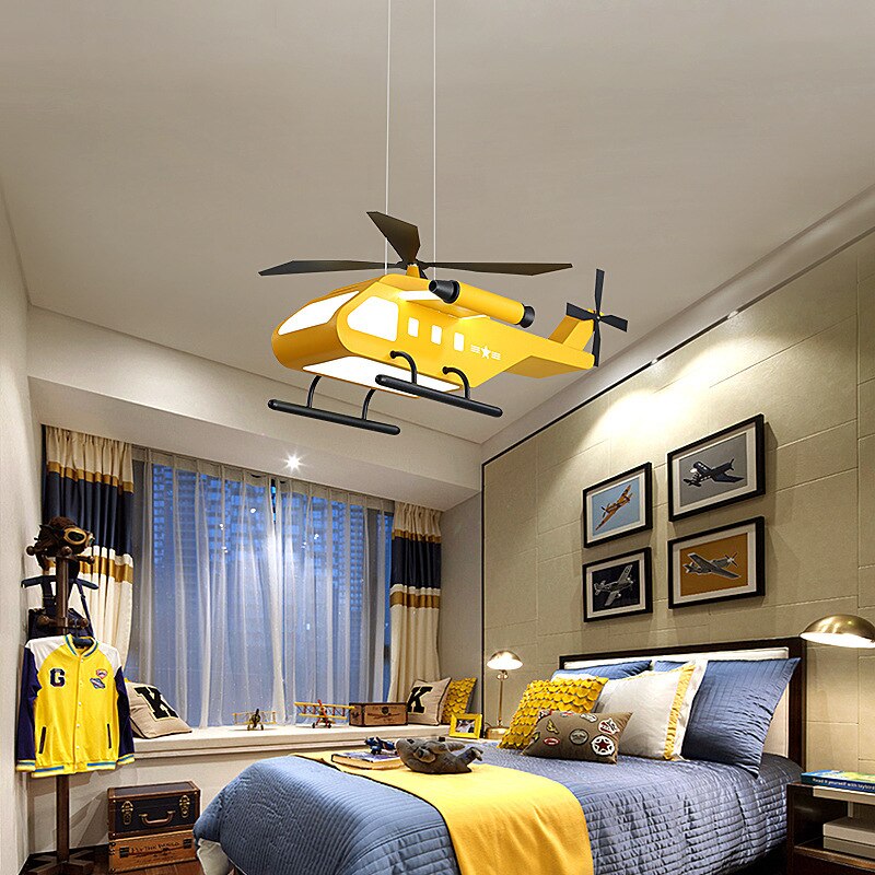 LED Helicopter Ceiling Light - War Helicopter Chandelier for Kids Room Decor, Boys Bedroom Lighting, Playroom & Nursery Night Light