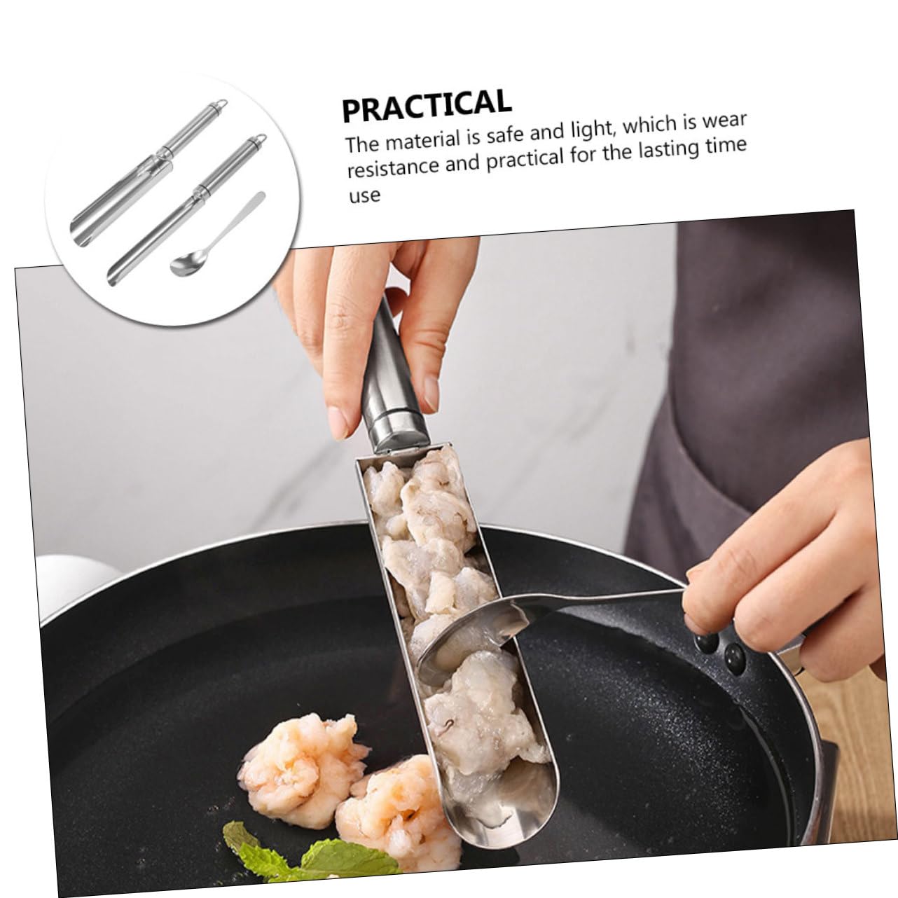**HOMSFOU Stainless Steel Meatball Maker Kit - DIY Meatball Molds, Cake Maker & Shrimp Ball Shaker - Kitchen Tool for Easy Cooking & Baking (Perfect for Meatballs, Cakes & Seafood Balls)**