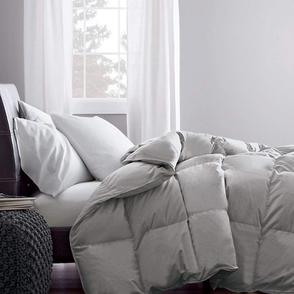 Luxury 1200 Thread Count Egyptian Cotton Comforter - Olympic Queen Size, Silver Grey, 100 GSM Fiber Fill, 1pc Solid Bedding Set | Ultra Soft & Breathable for All-Season Comfort | Perfect for Master Bedroom, Guest Room & Hotel Use