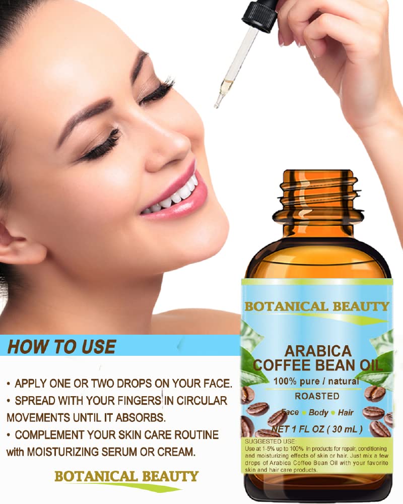 100% Pure Brazilian Arabica Coffee Oil - 0.33 Fl.oz (10ml) for Face, Skin, Hair & Nails - Anti-Aging Wrinkle Reducer & Moisturizer by Botanical Beauty | Perfect for DIY Skincare, Massage Therapy & Aromatherapy
