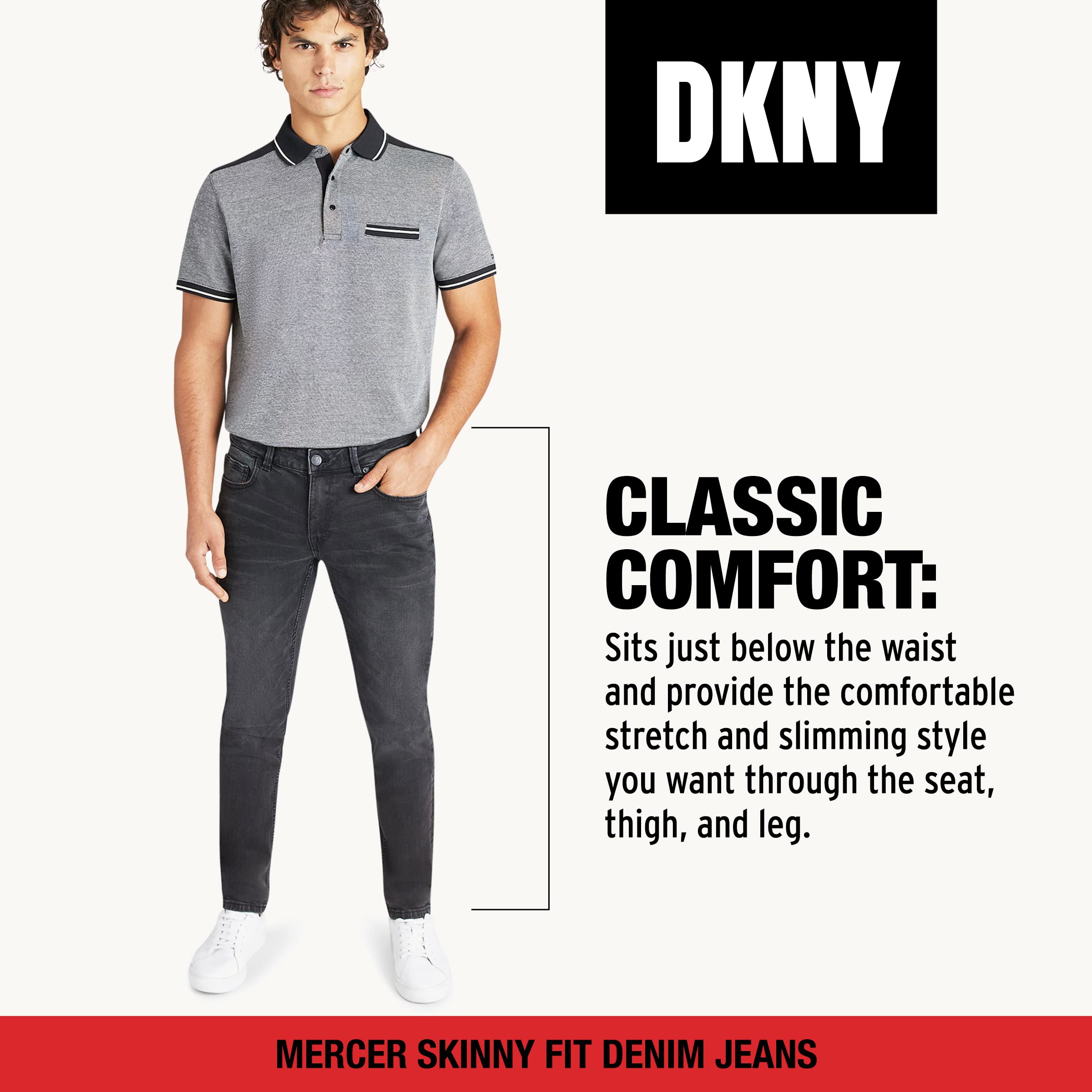 DKNY Men's Mercer Skinny Denim Jeans - Slim Fit Stretch Jeans for Men | Comfortable & Stylish for Casual Wear, Office & Night Out