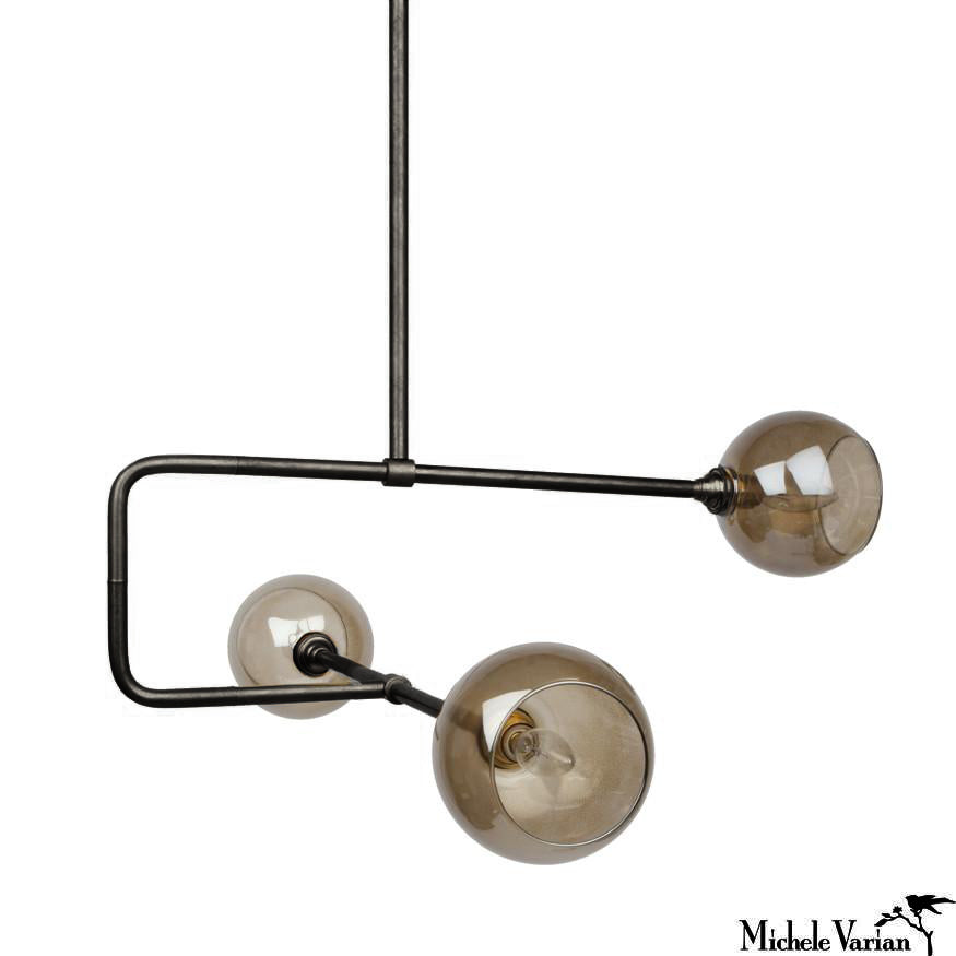 Modern Black Glass Globe Triple Circuit Pendant Light - Industrial Style Ceiling Fixture for Dining Room, Kitchen Island & Living Room Lighting