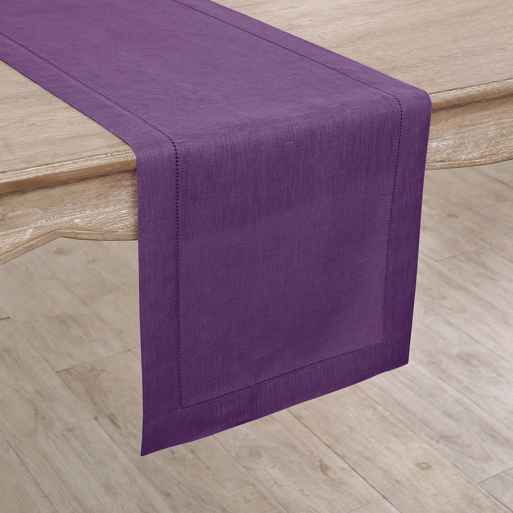 Elegant Classic Hemstitch Table Runner - White Linen Dining Table Decor for Weddings, Holidays & Home Decor