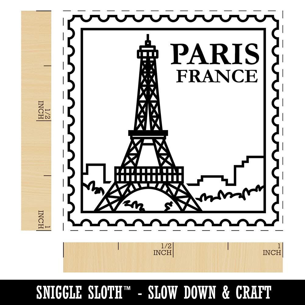 Paris France Eiffel Tower Travel Souvenir - 1 Inch Self-Inking Rubber Stamp with Blue Ink - Perfect for Scrapbooking, Journaling & Passport Stamping