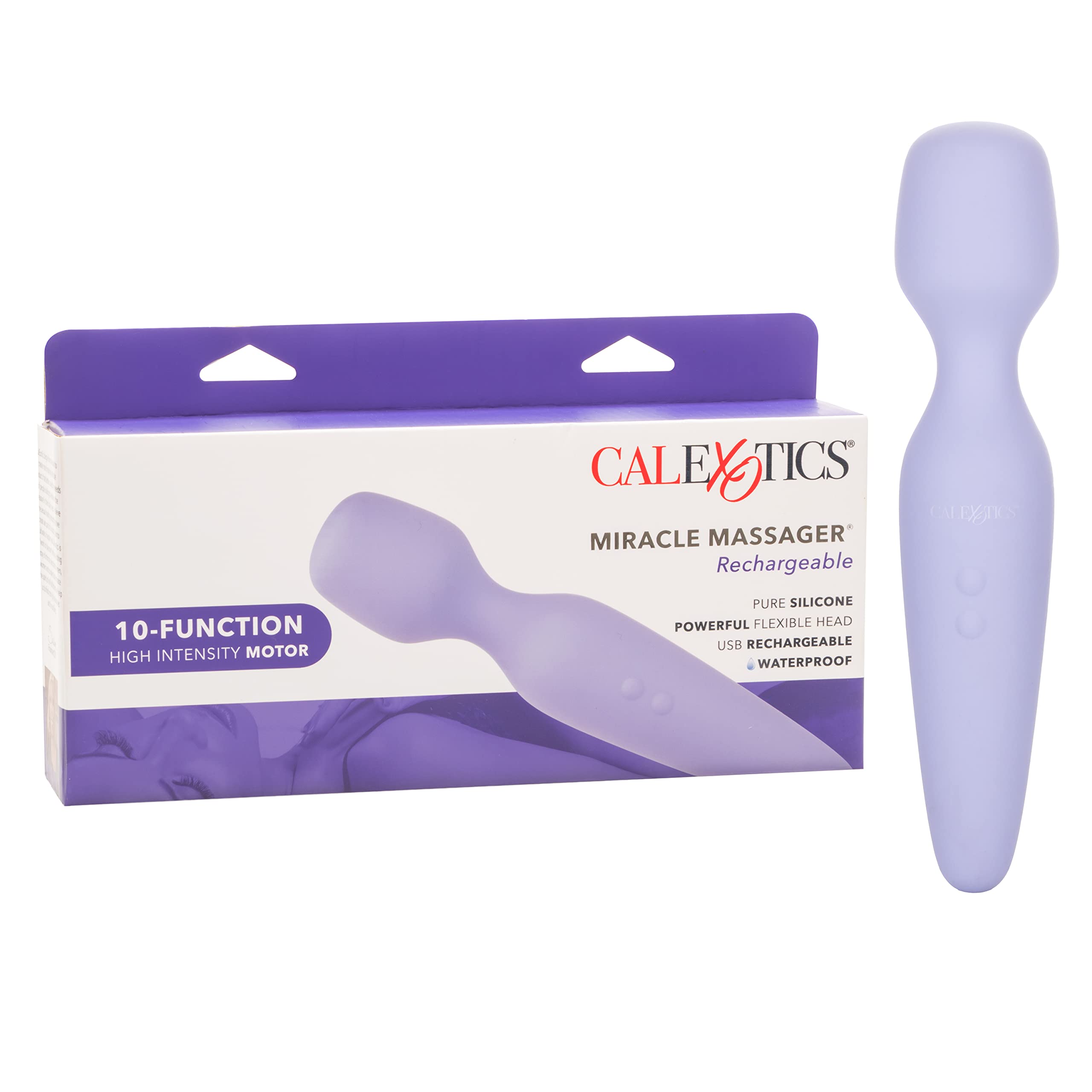 CalExotics Miracle Massager - Waterproof Rechargeable Adult Massager for Couples - Multi-Function Vibrator for Back, Neck & Full Body Relaxation - Purple Pleasure Toy for Bedroom & Spa Use