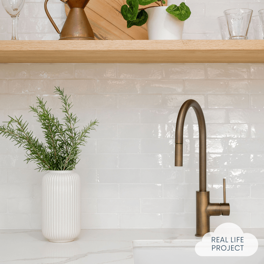 Noosa Gloss Zellige White Tile - Premium Ceramic Wall & Floor Tile for Bathroom, Kitchen Backsplash & Shower Renovation