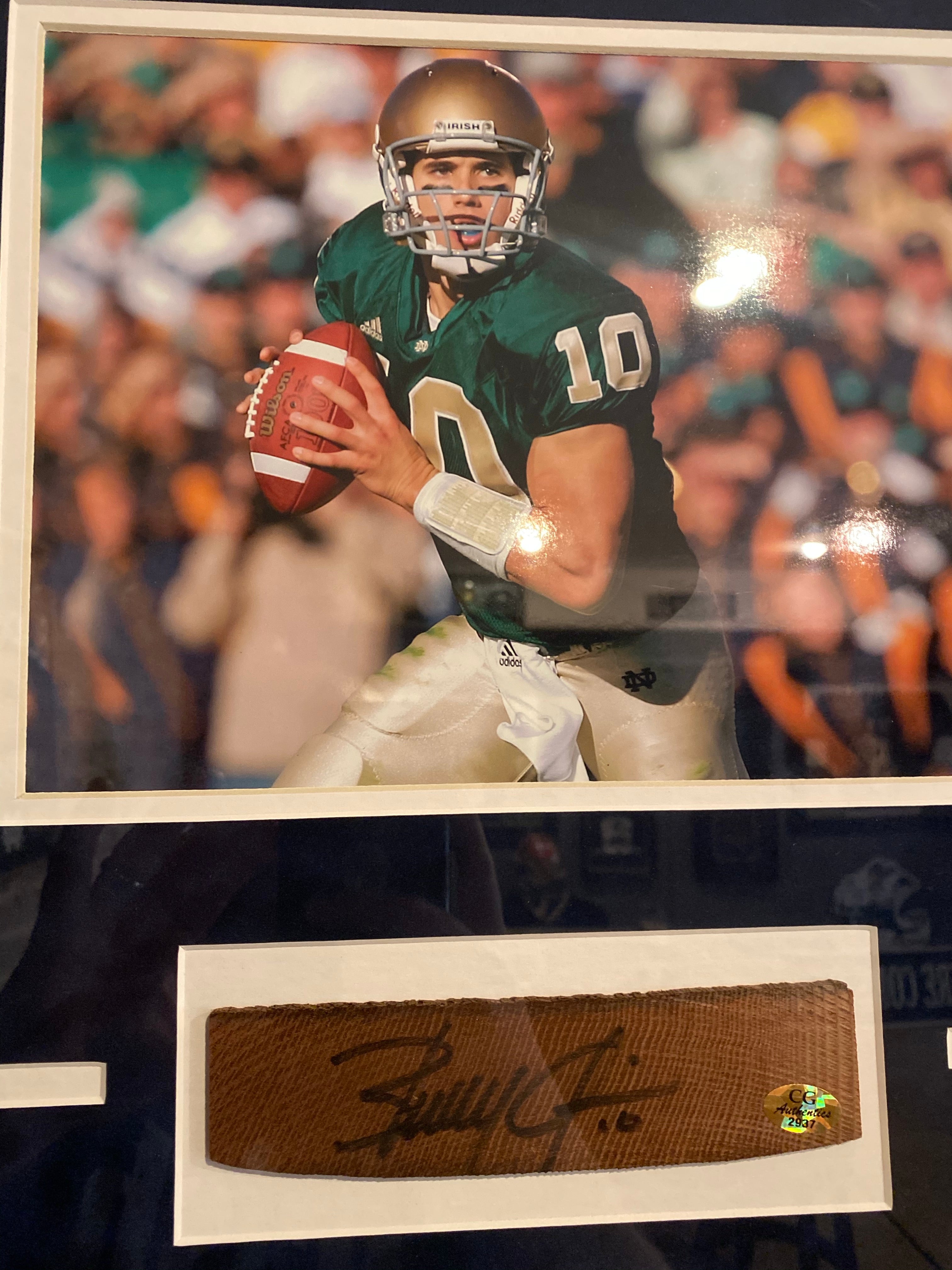 Brady Quinn Autographed Notre Dame Football Jersey Bench Slab Collage - Perfect for Sports Memorabilia Collectors and Fighting Irish Fans