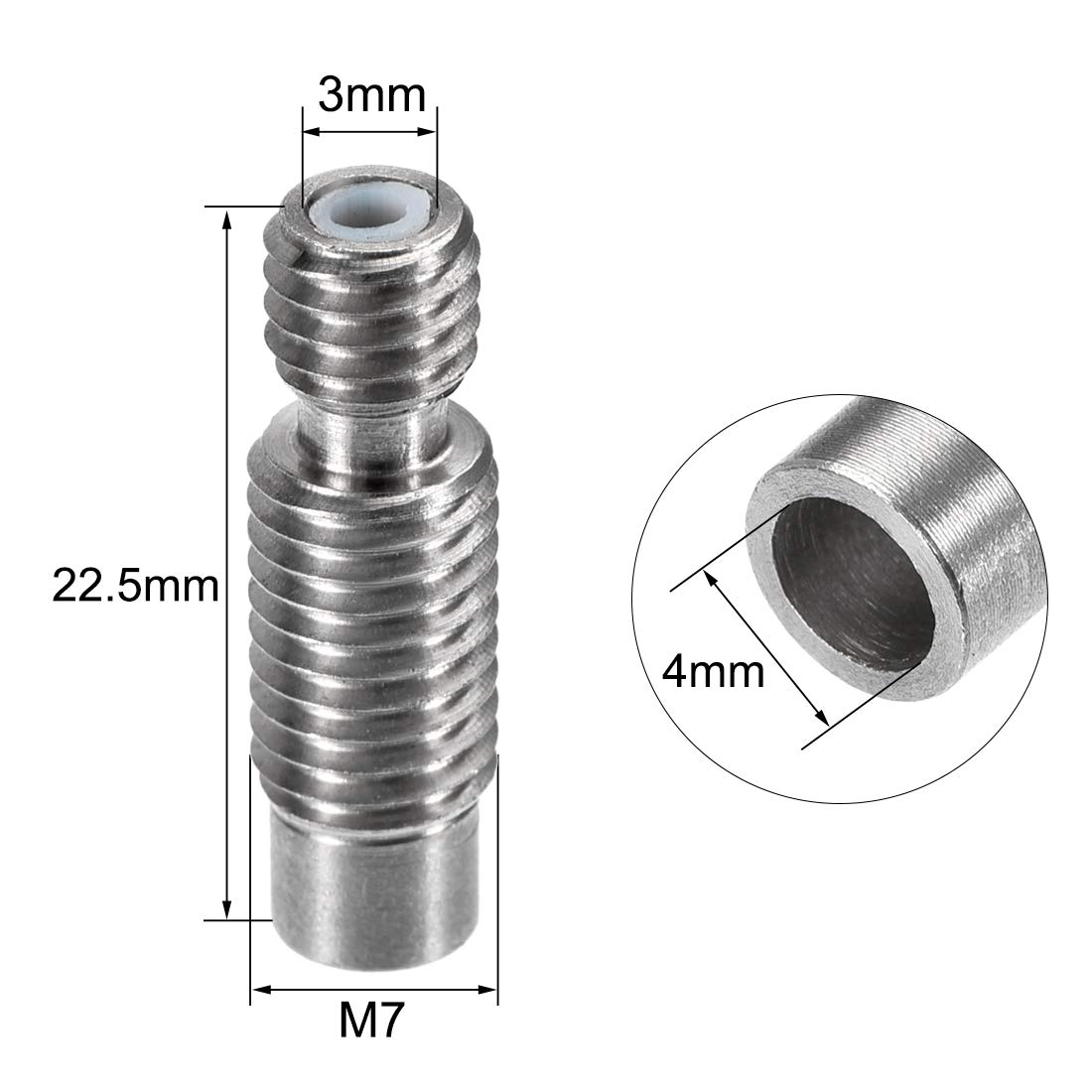 uxcell M6x22.5mm Extruder Throat Tube for 1.75mm 3D Printer Filament with PTFE Liner - 5 Pack - Perfect for Ender 3, CR-10, and DIY 3D Printing Projects