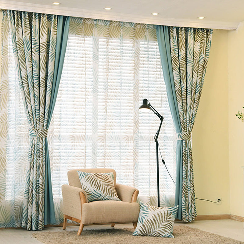 Valerie Color Blocking Rustic Botanical Blackout Custom Curtains - Thermal Insulated Window Drapes for Living Room, Bedroom & Nursery