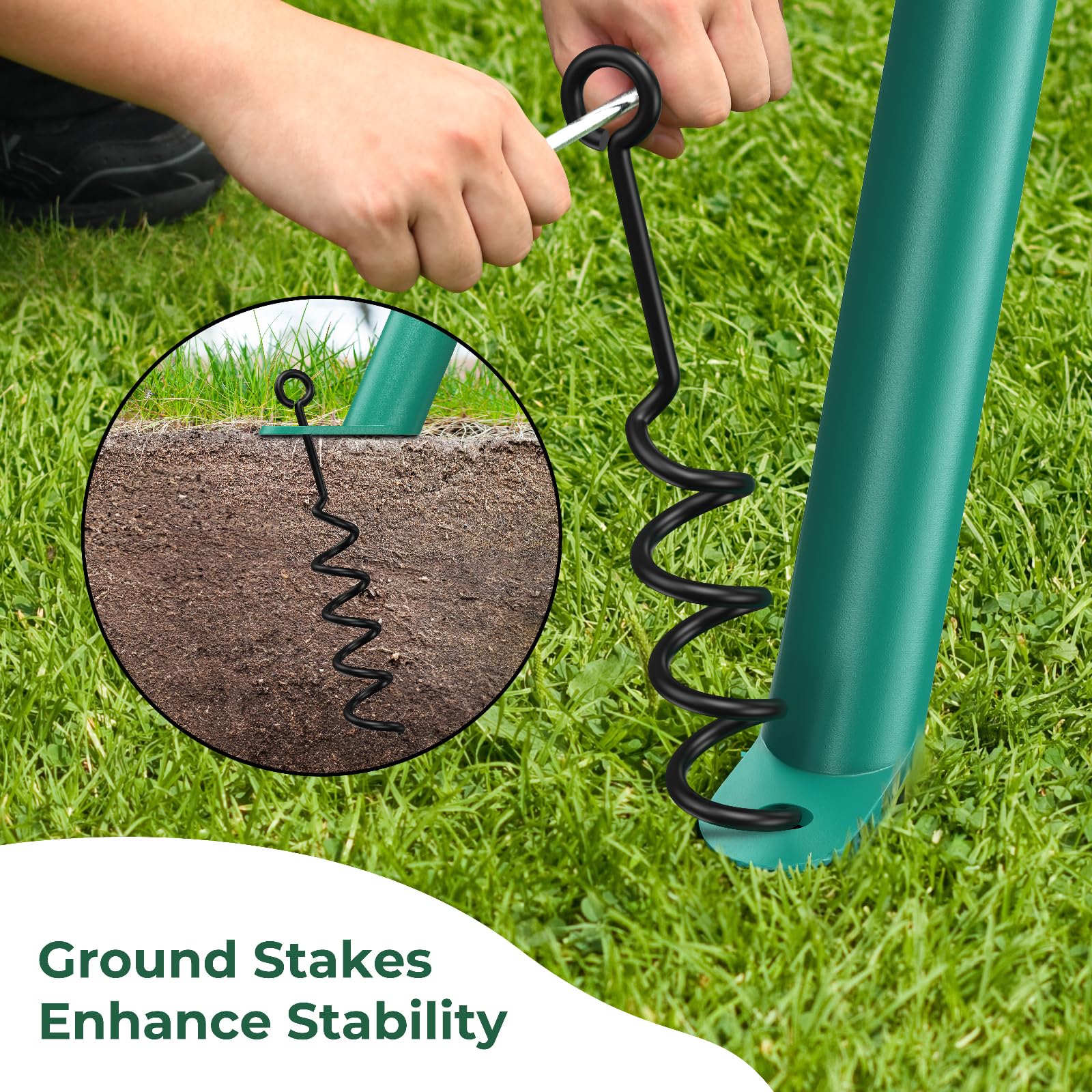 Heavy Duty 440lbs Capacity Metal Swing Stand Frame with Ground Stakes - for Kids & Adults Outdoor Play, Backyard, Garden, Park - Compatible with Most Swing Seats