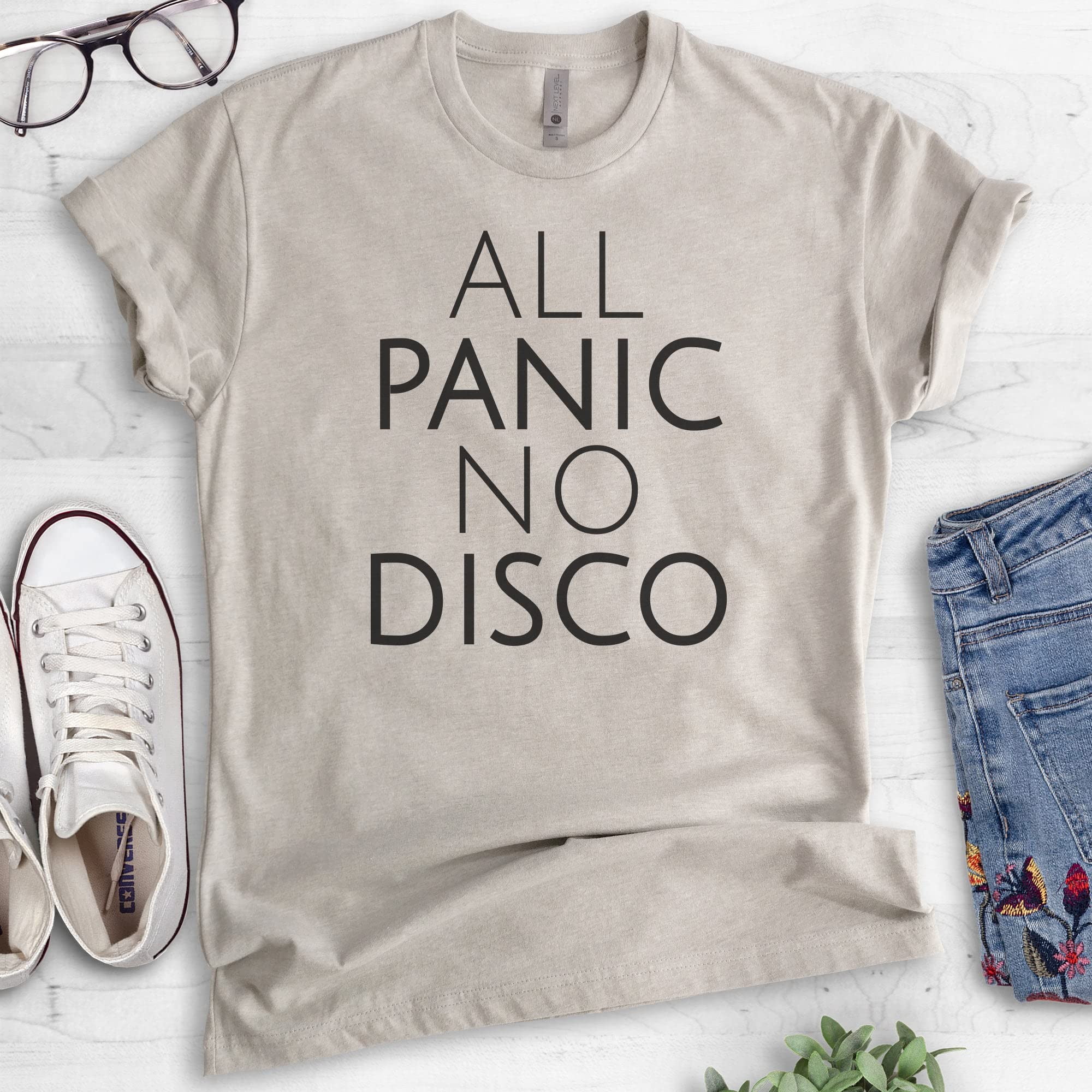All Panic No Disco Shirt - Unisex Anxiety Relief T-Shirt for Men & Women - Funny Nervous Graphic Tee for Introverts - Perfect for Social Events, Parties & Everyday Wear