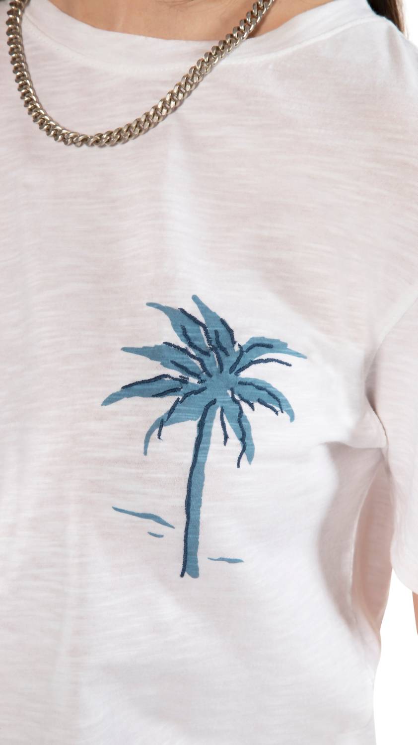 La Vie Est Belle Graphic Short Sleeve Knit Tee in Chalk - Women's Casual Cotton T-Shirt for Everyday Wear & Outfits
