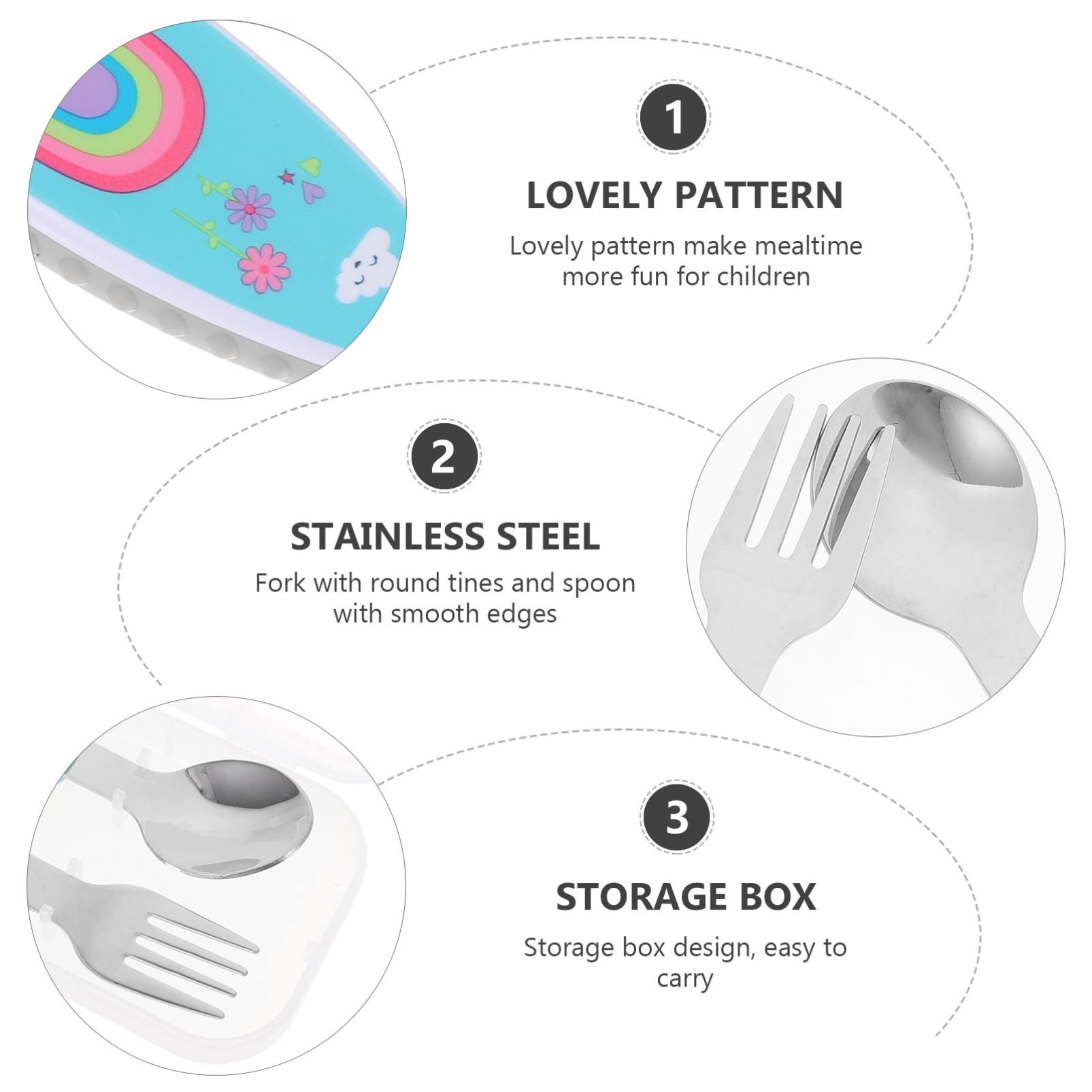 Stainless Steel Baby Feeding Spoon Set - 304 Food-Grade Infant Training Utensils for Toddlers | Lightweight Complementary Food Spoon & Fork for Easy Self-Eating Practice | Perfect for First Solids, Weaning, and Baby-Led Weaning at Home or Travel