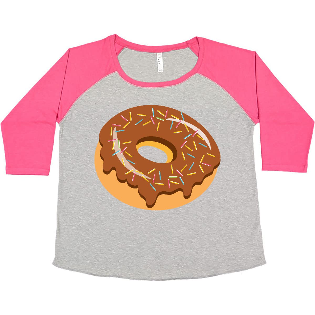 Inktastic Chocolate Donut with Sprinkles Women's Plus Size Graphic T-Shirt - Cute Casual Tee for Donut Lovers, Baking Enthusiasts & Coffee Dates