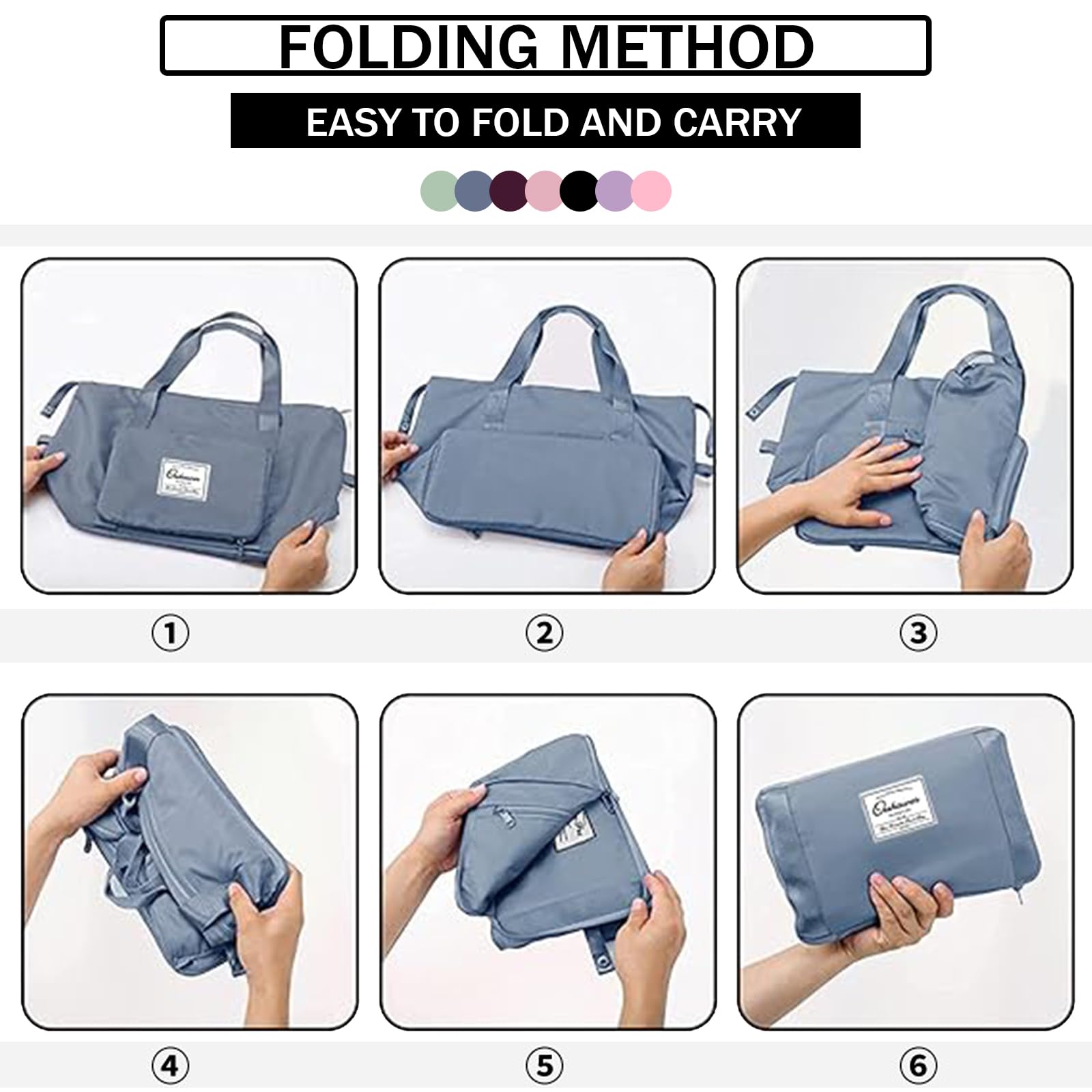 INVODA Expandable Travel Duffel Bag for Women - Waterproof Foldable Carry On Weekender Overnight Bag, Gym & Sports Tote - Perfect for Weekend Getaways, Business Trips & Gym Workouts (Blue)