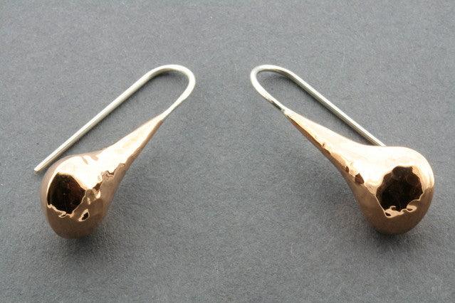 Handmade Battered Copper Teardrop Earrings for Women - Boho Vintage Dangle Jewelry - Perfect for Casual Wear, Parties & Special Occasions