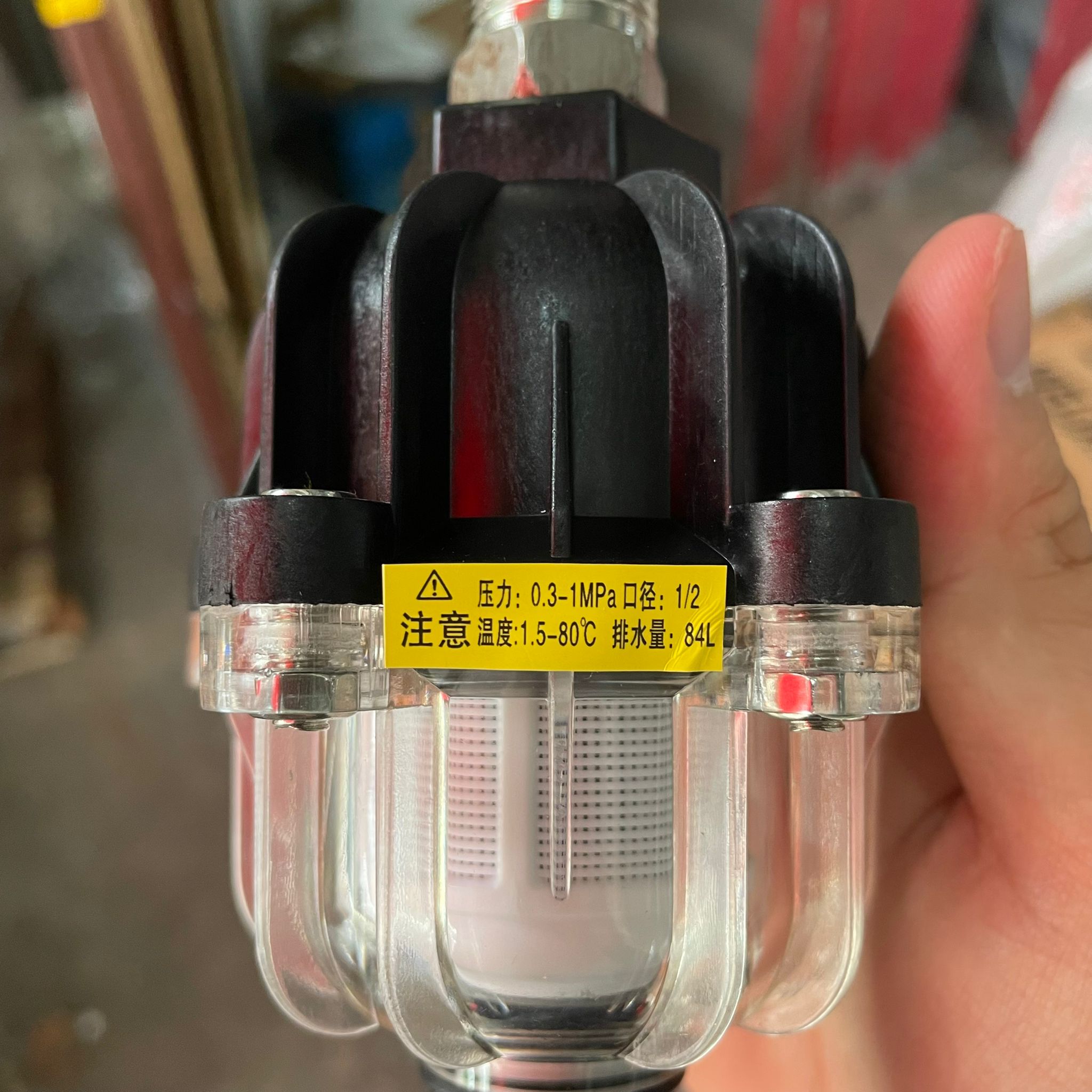 1/2 Inch Clear Auto Drain Tank Valve - AF AD CLEAR Model - Perfect for Compressed Air Systems, Water Tanks & Industrial Applications