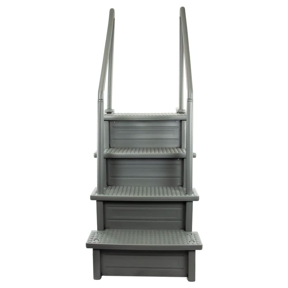 Aqua Select Anti-Slip Swimming Pool Steps for Above Ground Pools - Gray, Deck Mountable (48