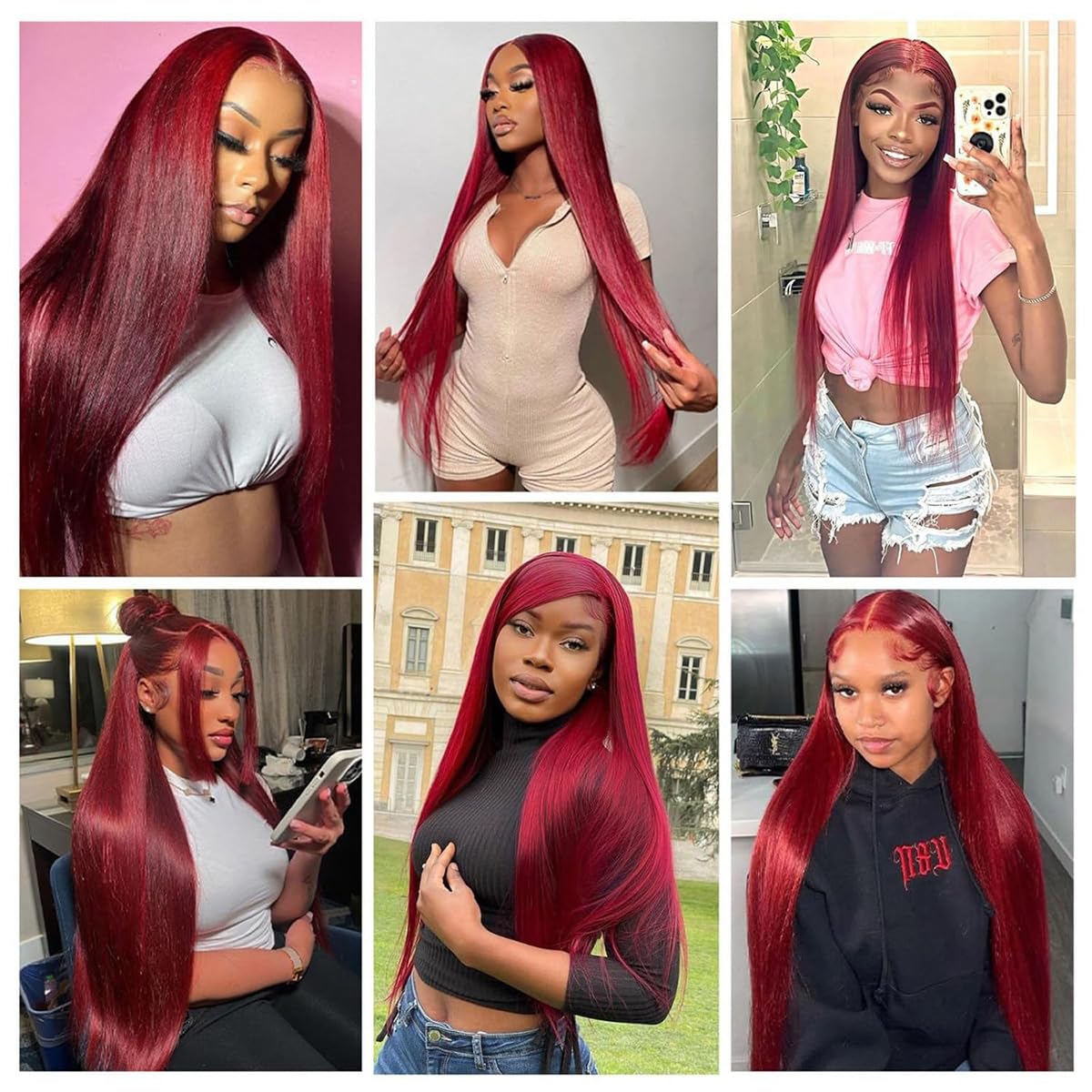 32 Inch 99J Burgundy Lace Front Wigs Human Hair 200% Density 13x6 Straight Lace Front Wigs - Pre Plucked Red Lace Frontal Wig for Women with Baby Hair & Natural Hairline | Glueless Human Hair Wig for Daily Wear, Cosplay & Special Occasions