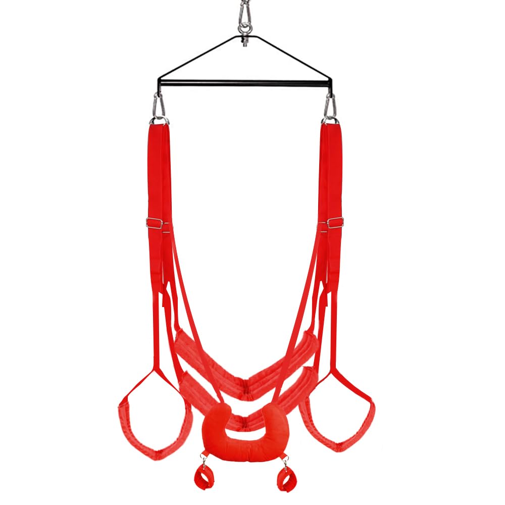 360 Degree Swivel Adjustable Sex Swing for Couples - Heavy Duty Stainless Steel Tripod Stand with Spring Set & Comfortable Seat Sling - Perfect for Bedroom, BDSM, Adult Play and Spicing Up Relationships