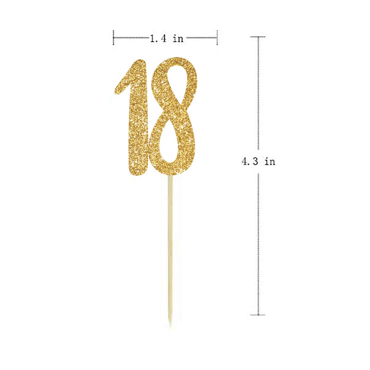 24-Pack Gold Happy 18th Birthday Cupcake Toppers with Glitter Numbers - Elegant Party Decorations for Sweet 18 Celebrations, Graduations & Milestone Birthdays