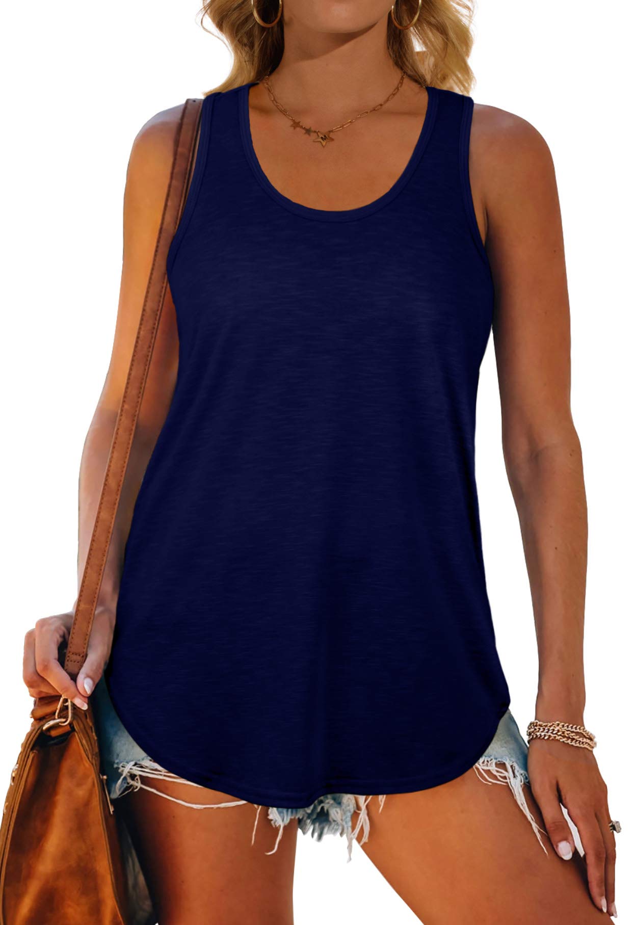 Women's Racerback Tank Tops - Breathable Loose Fit Summer Shirts for Casual Wear, Gym & Outdoor Activities