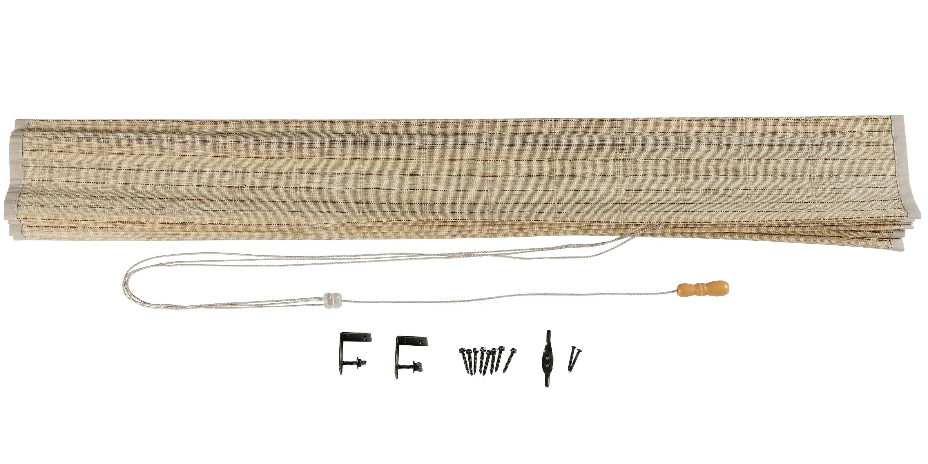 Natural Ramie Bamboo Woven Window Shade - Sand Beige Color | Eco-Friendly Room Darkening Blind for Living Room & Bedroom