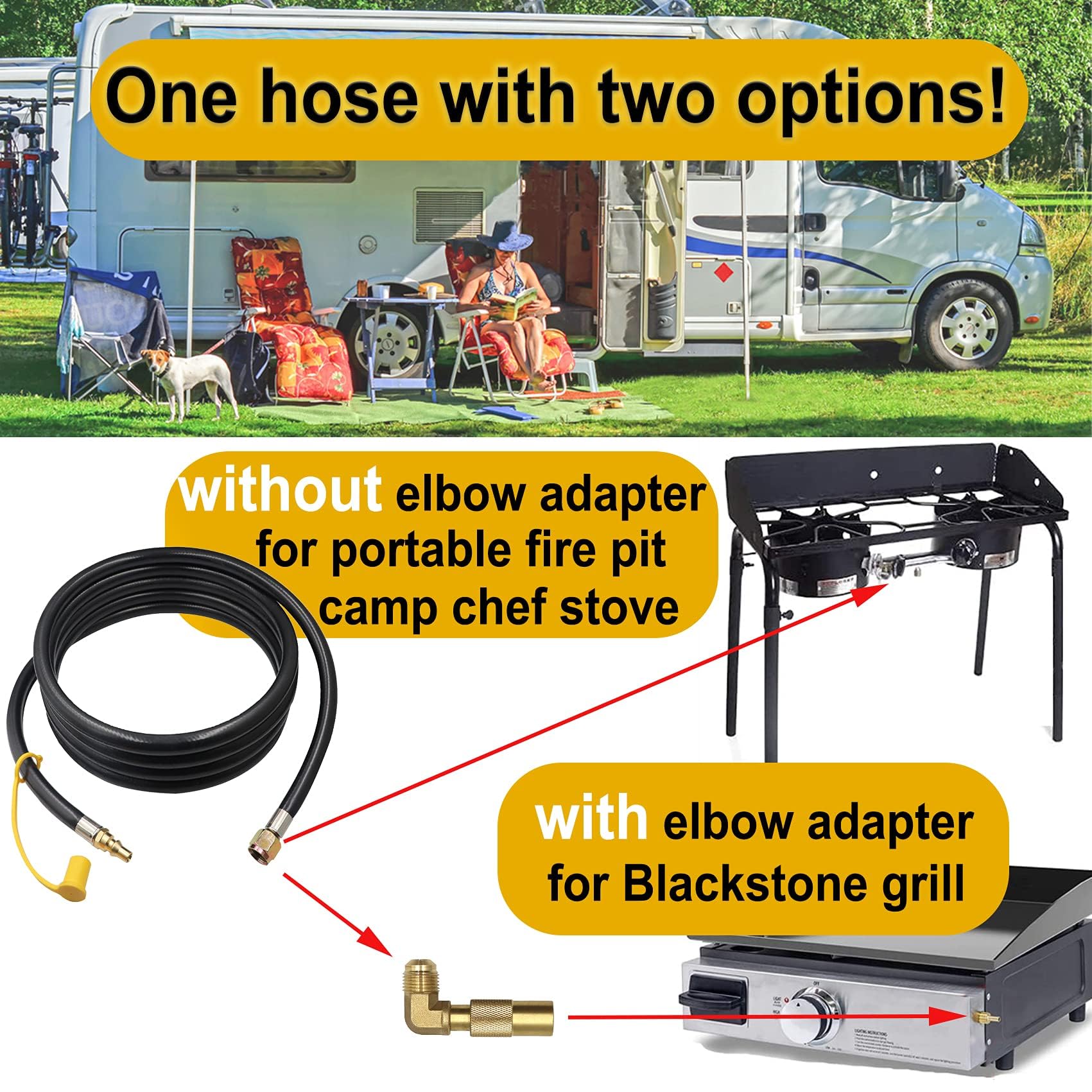 Blackstone 24FT Propane Hose with RV Adapter - Extension for 17