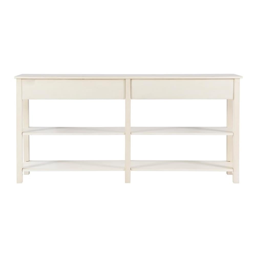 Pemberly Row Transitional Cream Birch Wood Console Table - Elegant Entryway Furniture for Hallway, Living Room & Foyer Decor