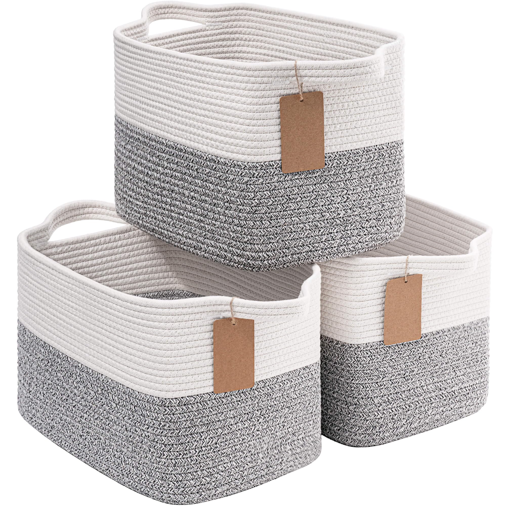 Goodpick Woven Storage Baskets 3-Pack - Organize Shelves, Nursery & Home Decor