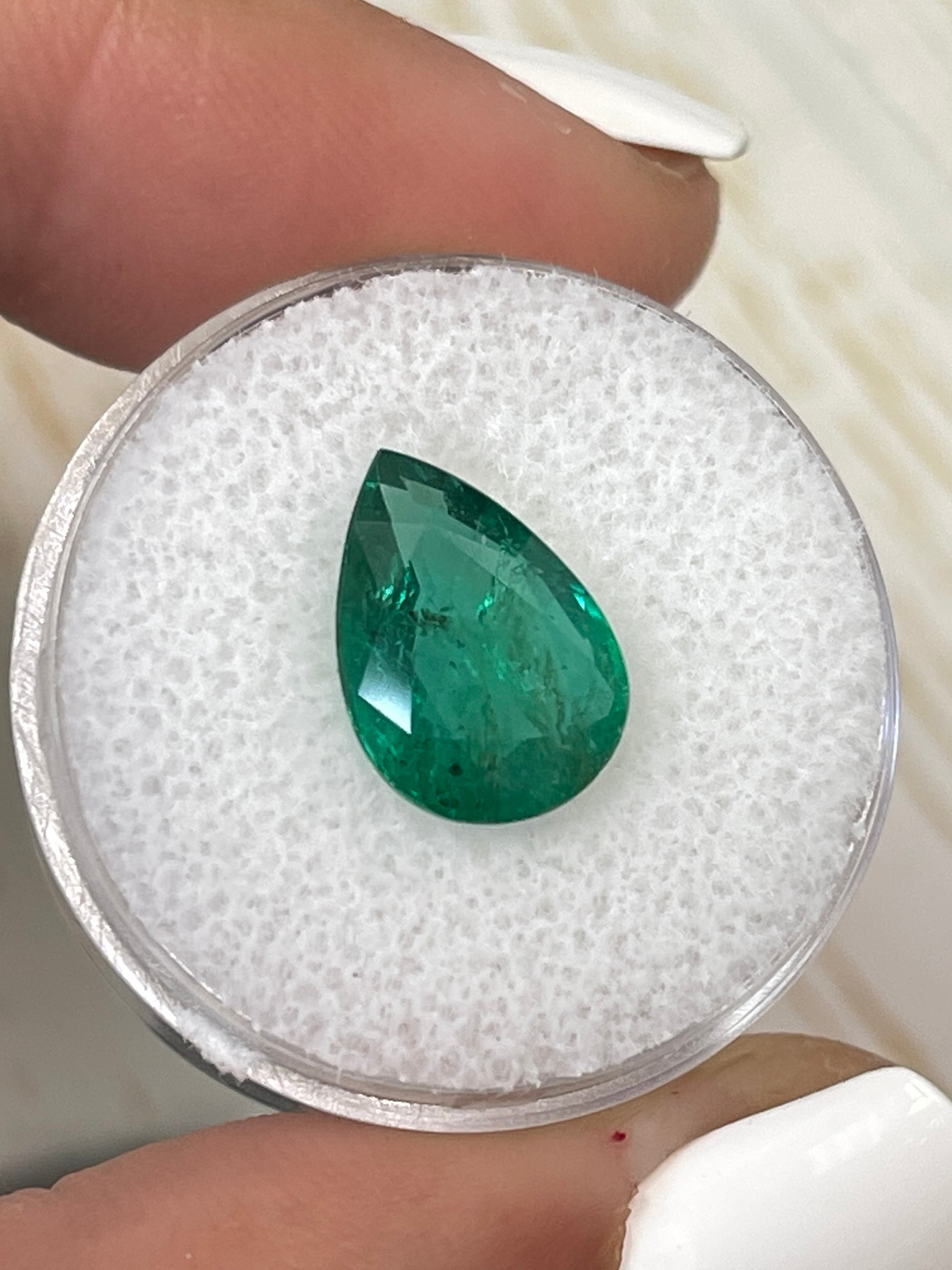3.44 Carat Natural Zambian Emerald Pear Cut Loose Gemstone - 13x9mm Freckled Green Emerald for Jewelry Making, Engagement Rings & Collector's Gems
