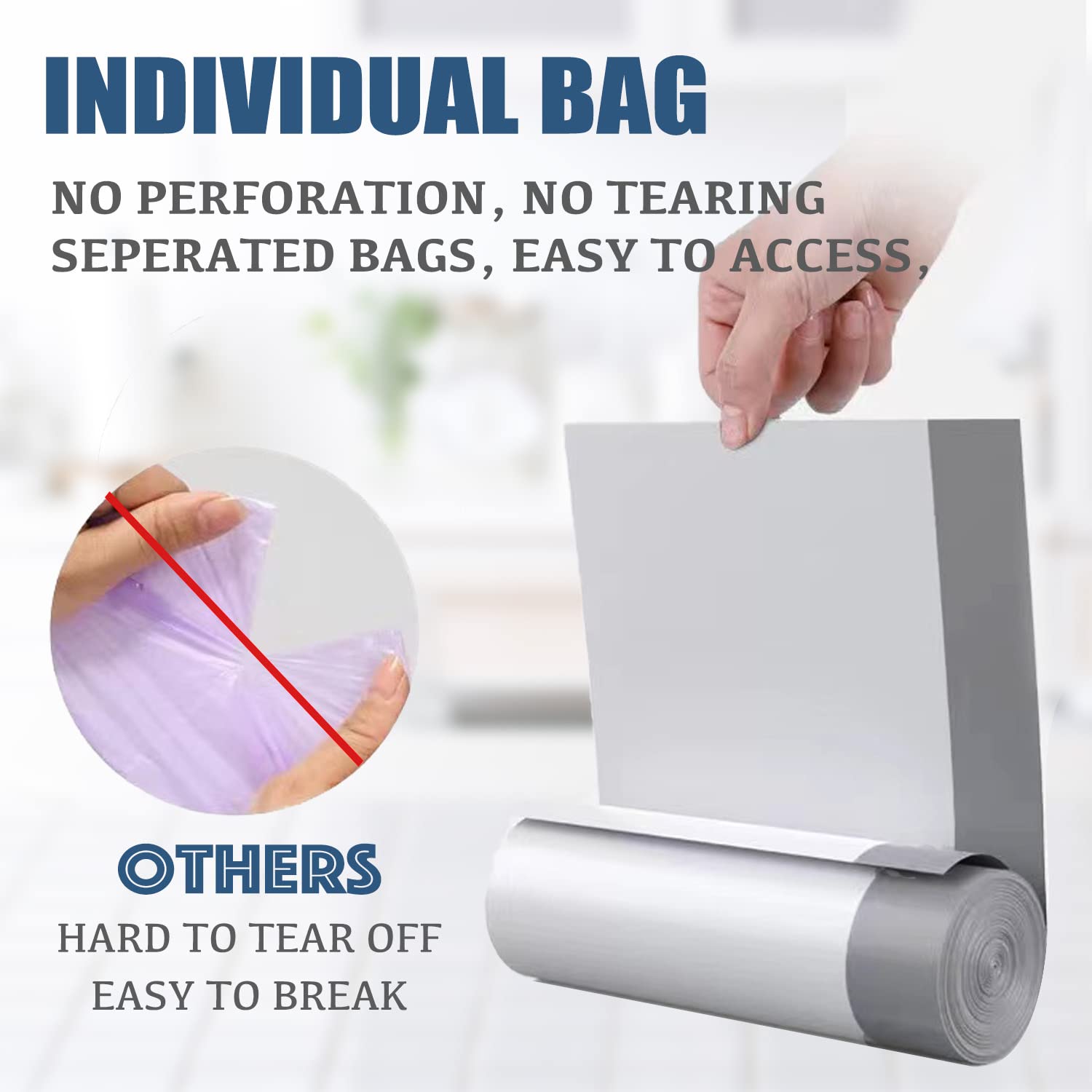 4 Gallon Small Trash Bags with Drawstring - Unscented White Garbage Can Liners (57 Count) for Bathroom, Office, Bedroom & Kitchen Waste Disposal