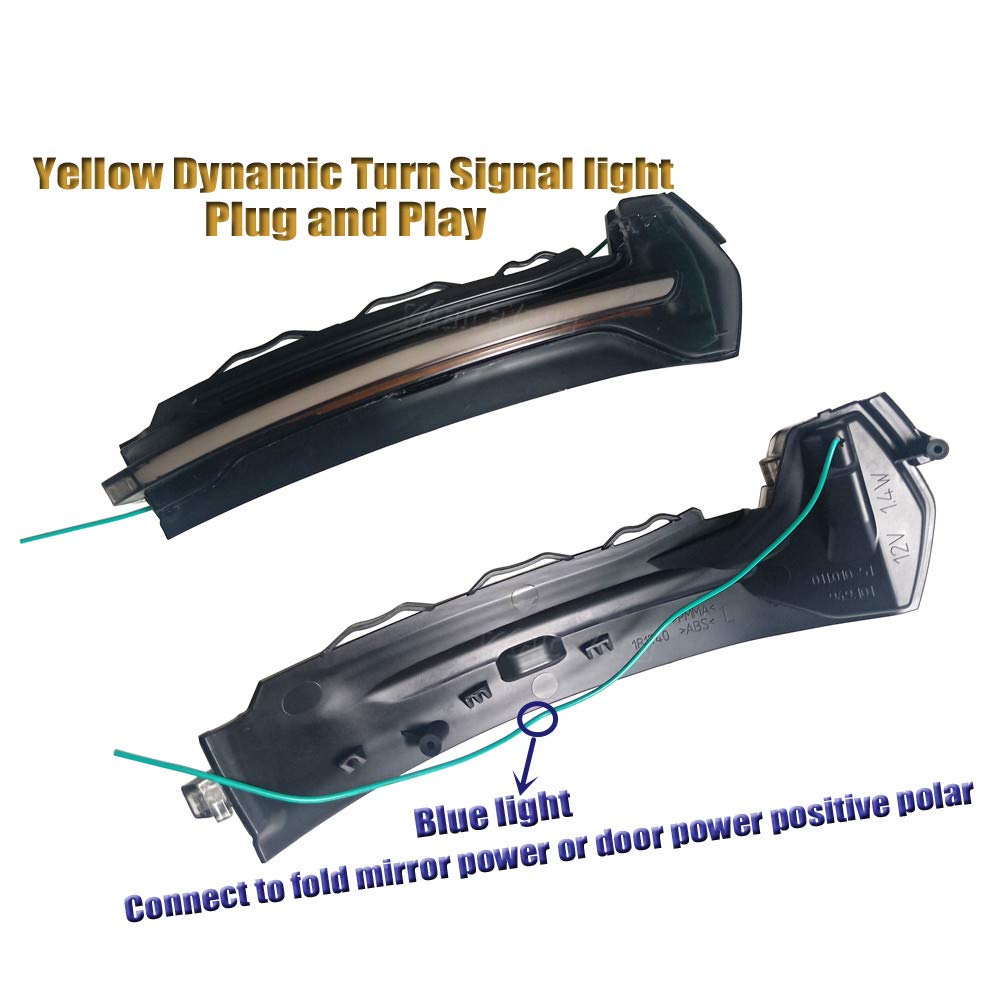 Audi A3 8V S3 RS3 2013-2019 Dynamic LED Side Mirror Turn Signal Lamp - Yellow Blue Blinker Light for Enhanced Safety & Style | Perfect for Night Driving & Custom Car Upgrades