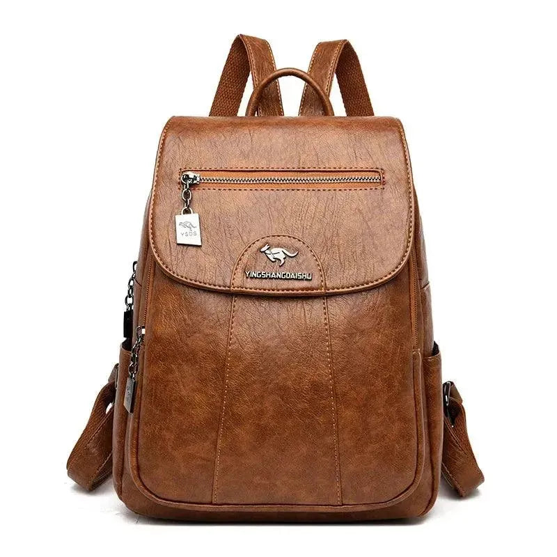 Vintage Soft Leather Women's Backpack - Stylish & Durable Purse for College, Travel & Everyday Use