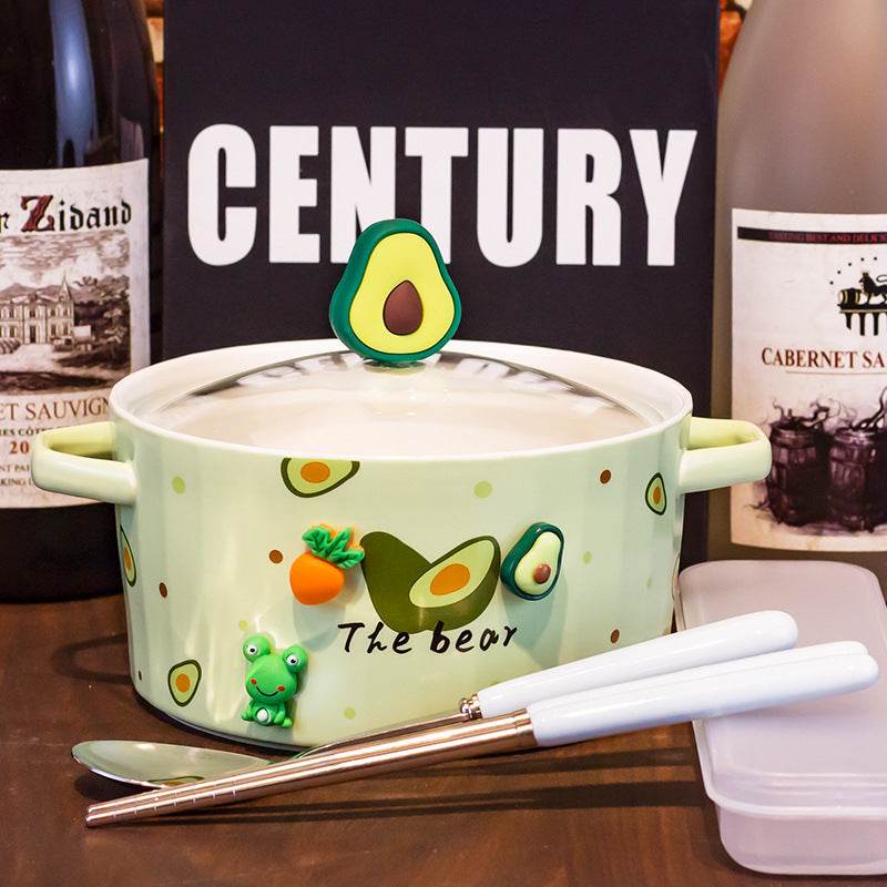 Kawaii Ceramic Ramen Bowl - Japanese Style Noodle Soup Bowl with Lid - Perfect for Ramen, Udon, Pho & Asian Cuisine - Microwave & Dishwasher Safe