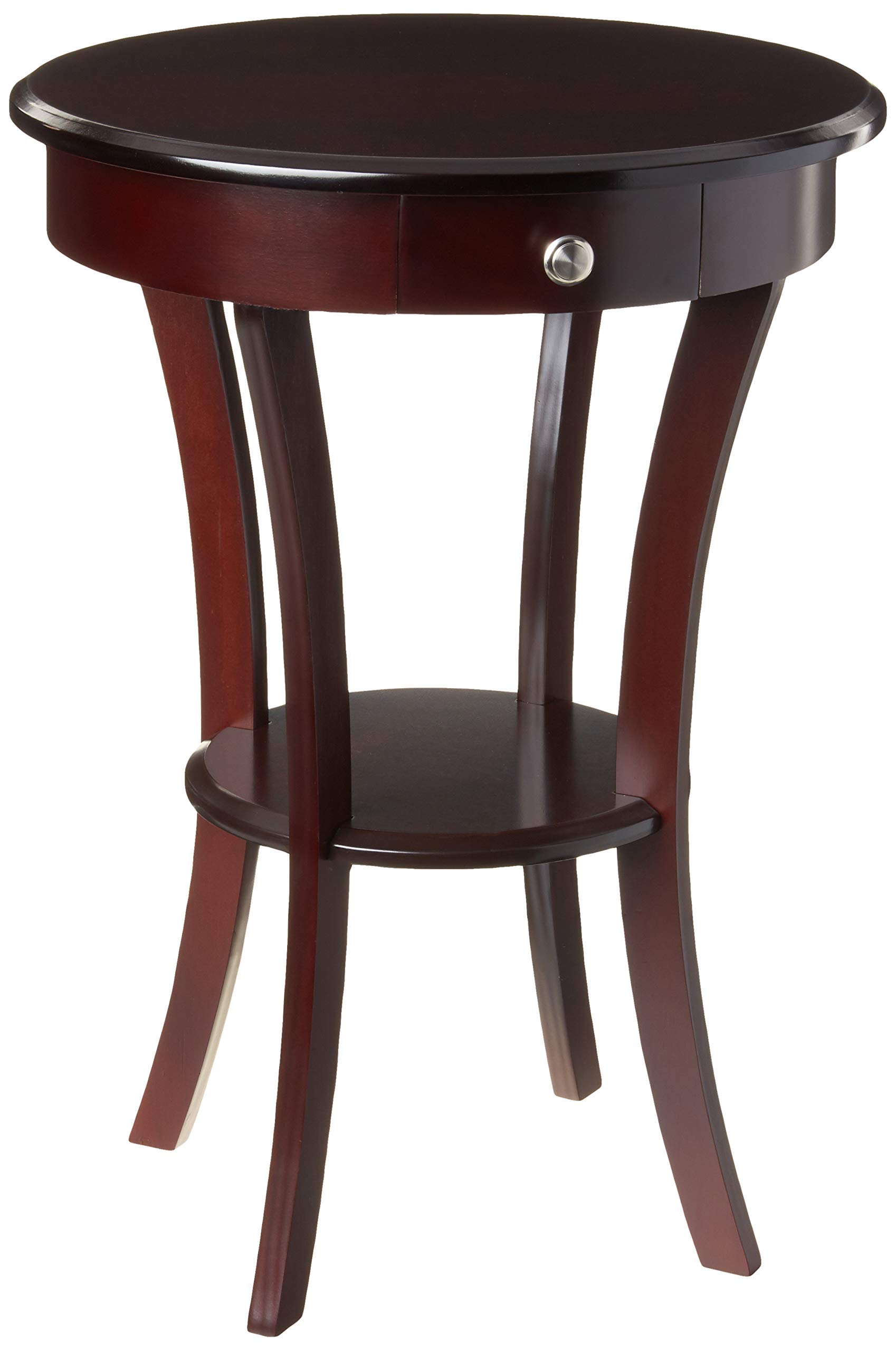 Frenchi Furniture Espresso Wood Round Table with Drawer and Shelf - Perfect for Dining Room, Kitchen, or Small Space Decor