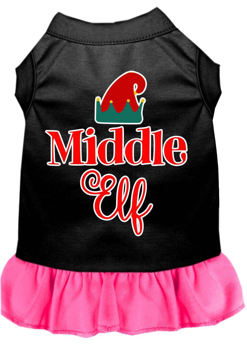 Christmas Pet Dog & Cat Elf Costume - Screen Printed 'Middle Elf' Design in Black & Red for Small Pets (3-6 lbs) | Perfect for Holiday Photos & Festive Parties