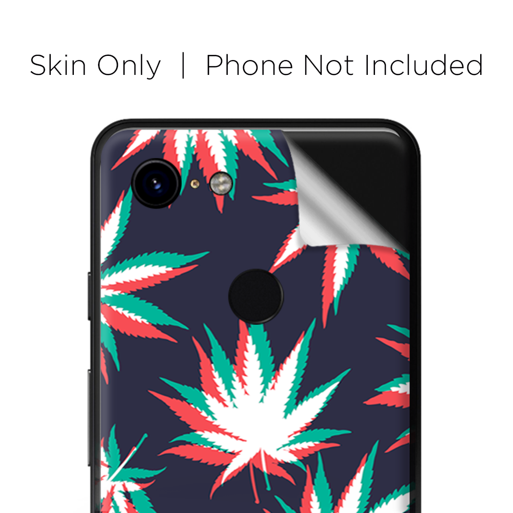 3D Holographic Weed Pot Leaf Phone Skin for Google Pixel 3 - Protective Cover with Unique Design for Cannabis Enthusiasts, Perfect for Music Festivals & 420 Celebrations