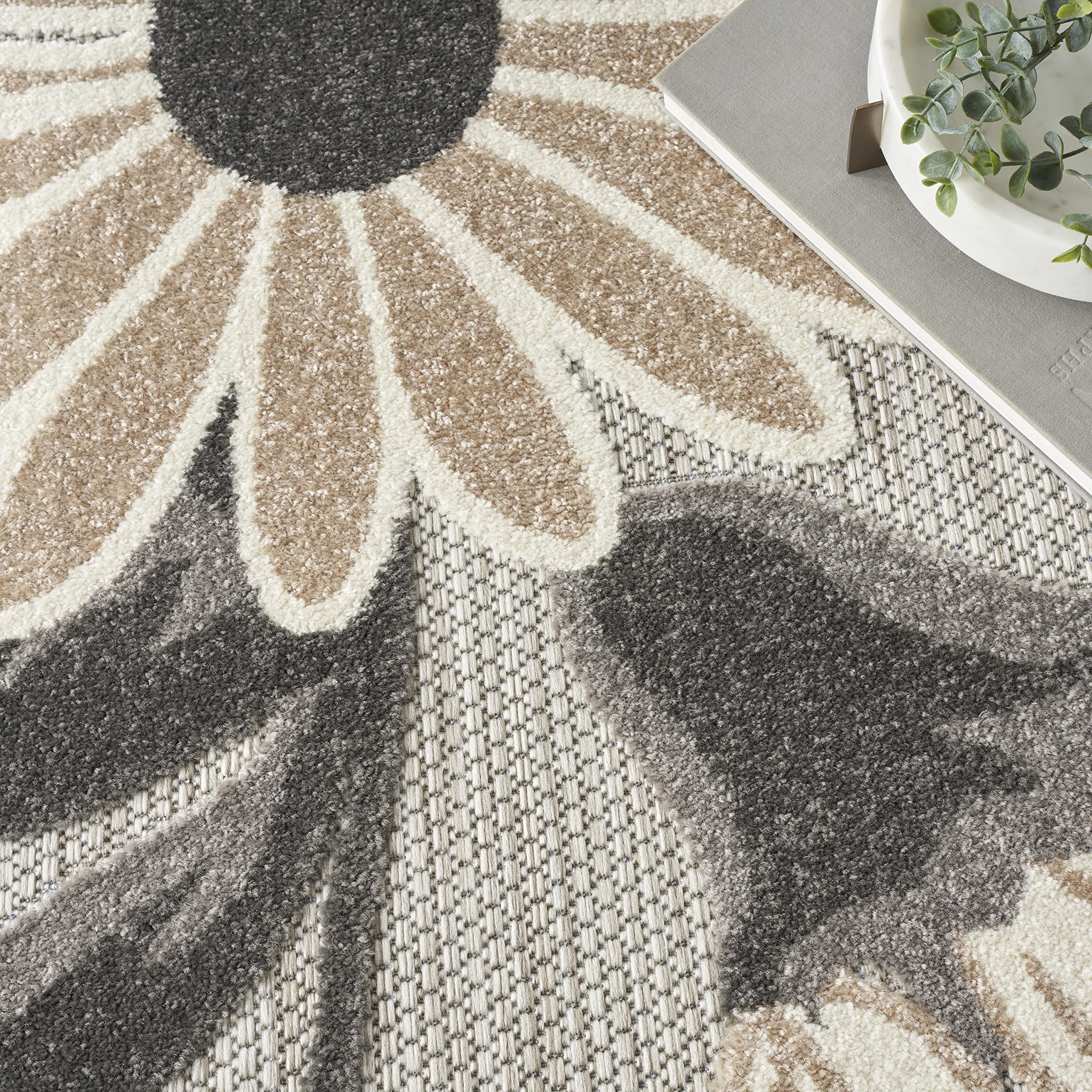 Nourison Aloha Indoor-Outdoor Beige 7' x 10' Area Rug - Easy to Clean, Non-Shedding, Stain Resistant for Bedroom, Living Room, Dining Room & Kitchen | Perfect for Patio, Deck, and High-Traffic Areas (7x10)