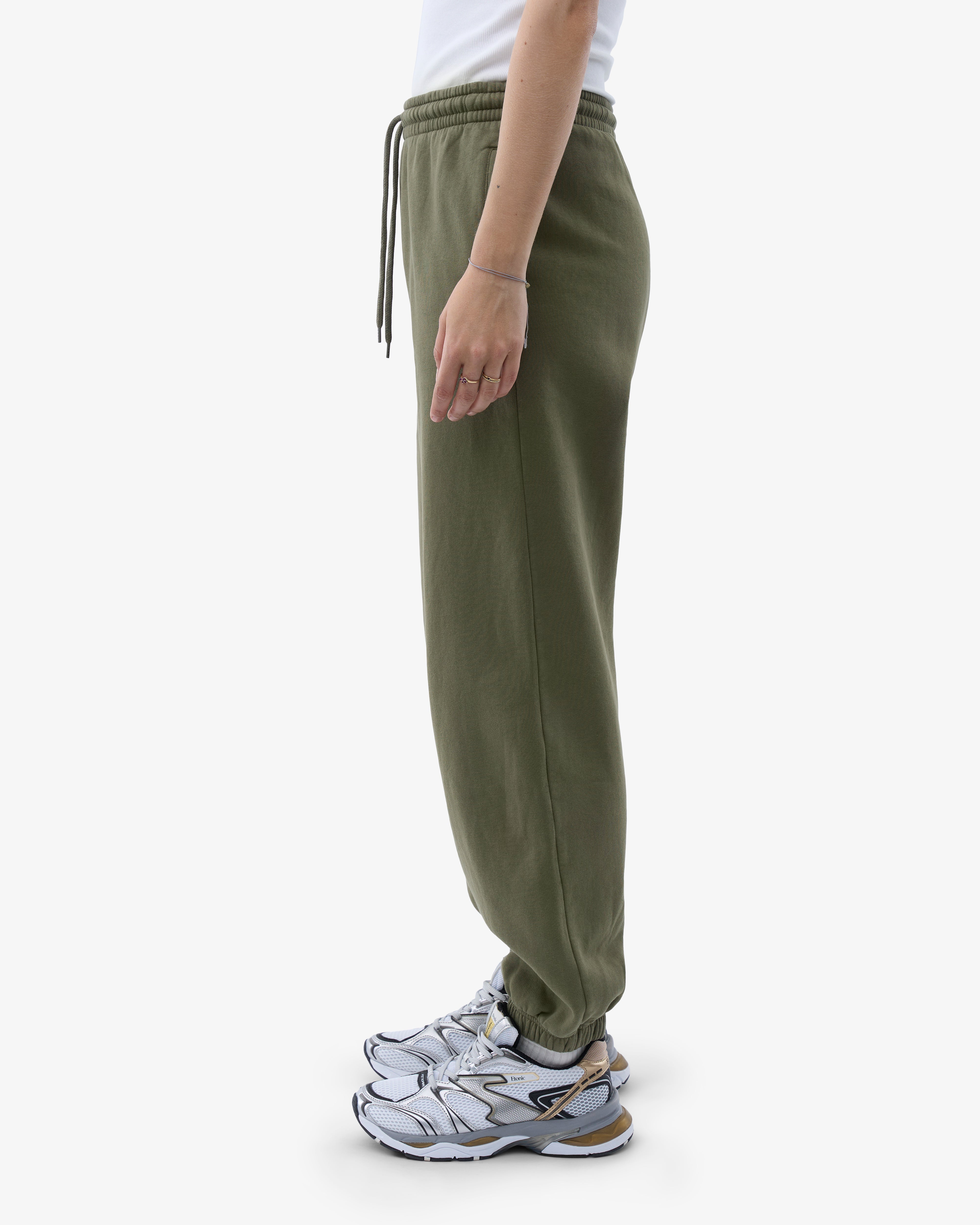 Organic Relaxed Sweatpants for Women - Soft Cotton Lounge Pants in Dusty Olive - Perfect for Yoga, Home & Casual Wear